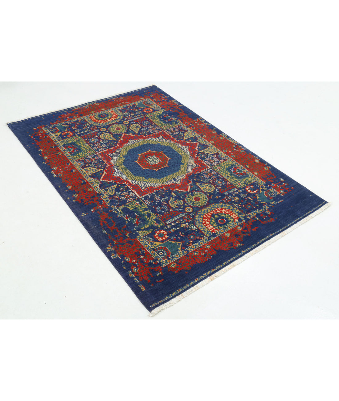 Gulshan Wool & Bamboo Silk Rug - 4'0'' x 5'9'' 4'0'' x 5'9'' (120 X 173) / Blue / Blue