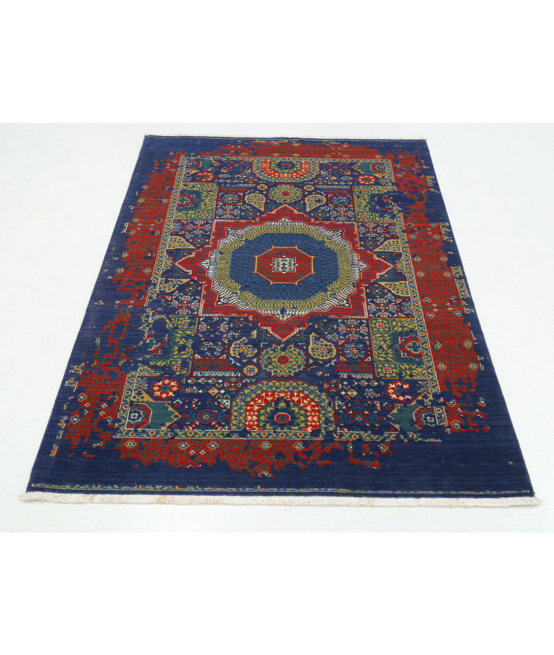 Gulshan Wool & Bamboo Silk Rug - 4'0'' x 5'9'' 4'0'' x 5'9'' (120 X 173) / Blue / Blue