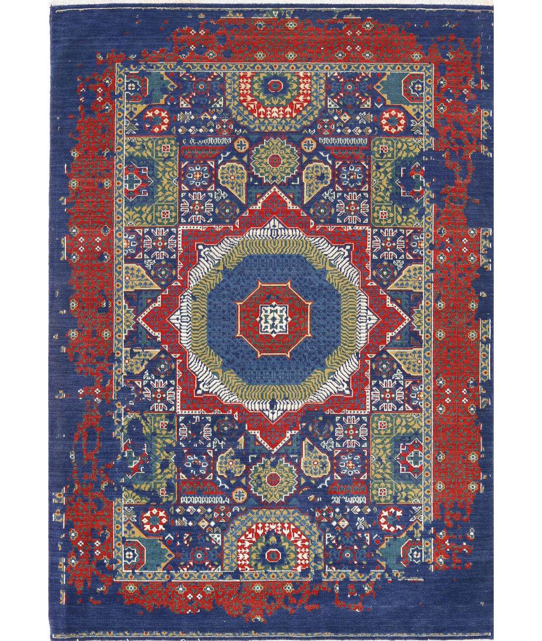 Gulshan Wool & Bamboo Silk Rug - 4'0'' x 5'9'' 4'0'' x 5'9'' (120 X 173) / Blue / Blue