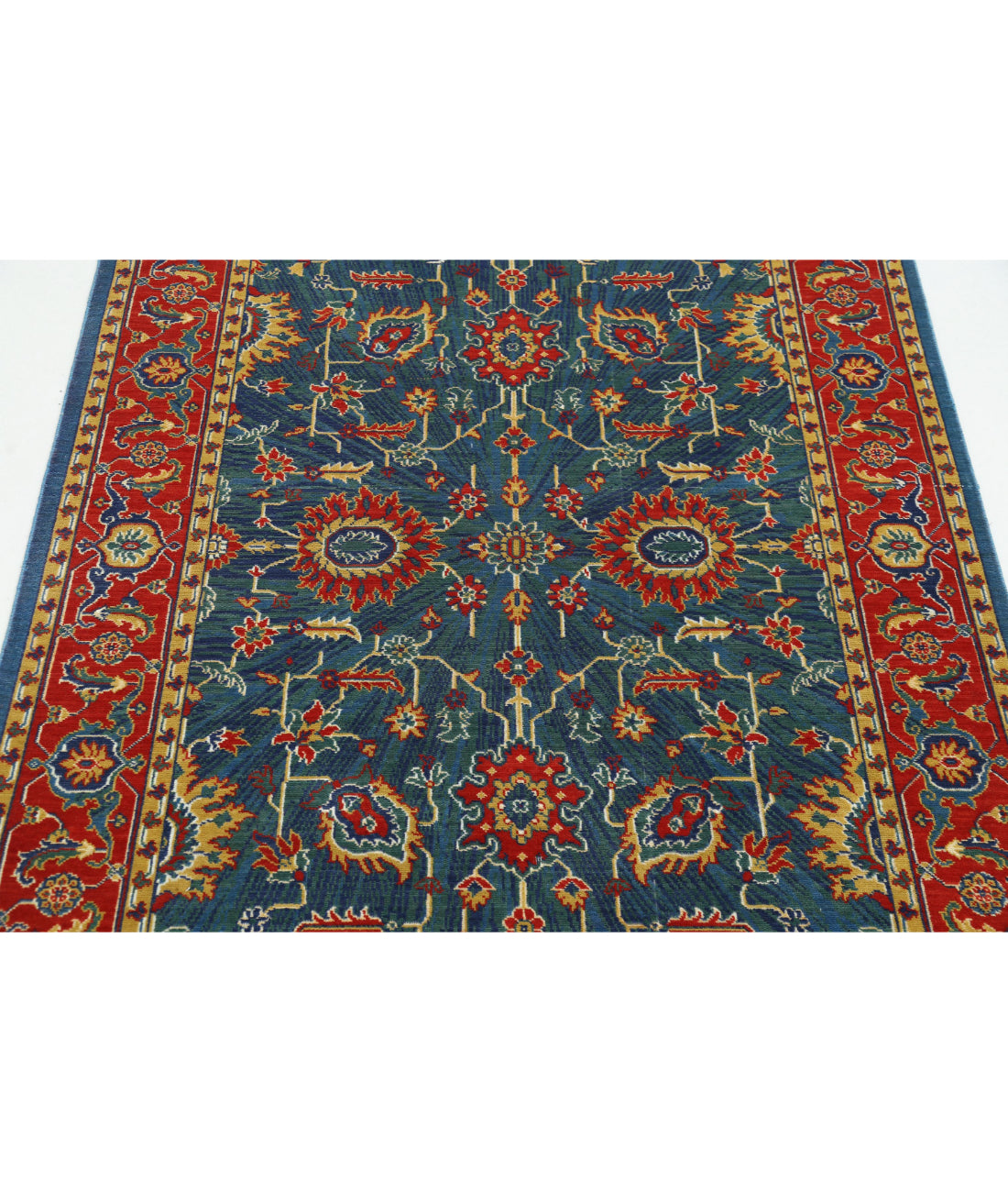 Gulshan Wool & Bamboo Silk Rug - 3'11'' x 5'10'' 3'11'' x 5'10'' (118 X 175) / Blue / Red