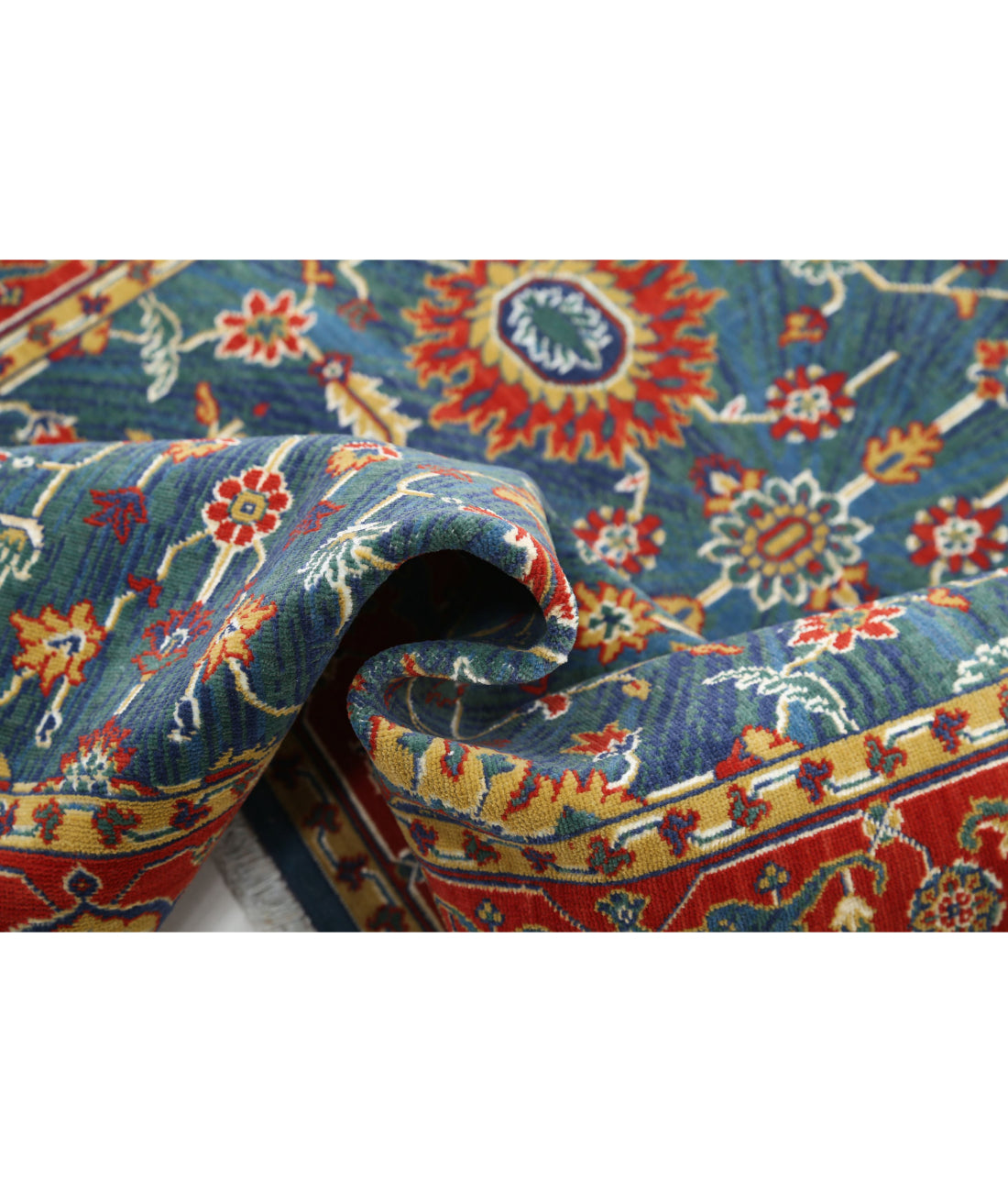 Gulshan Wool & Bamboo Silk Rug - 3'11'' x 5'10'' 3'11'' x 5'10'' (118 X 175) / Blue / Red