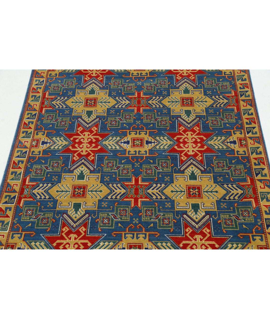 Gulshan Wool & Bamboo Silk Rug - 4'0'' x 5'9'' 4'0'' x 5'9'' (120 X 173) / Blue / Gold