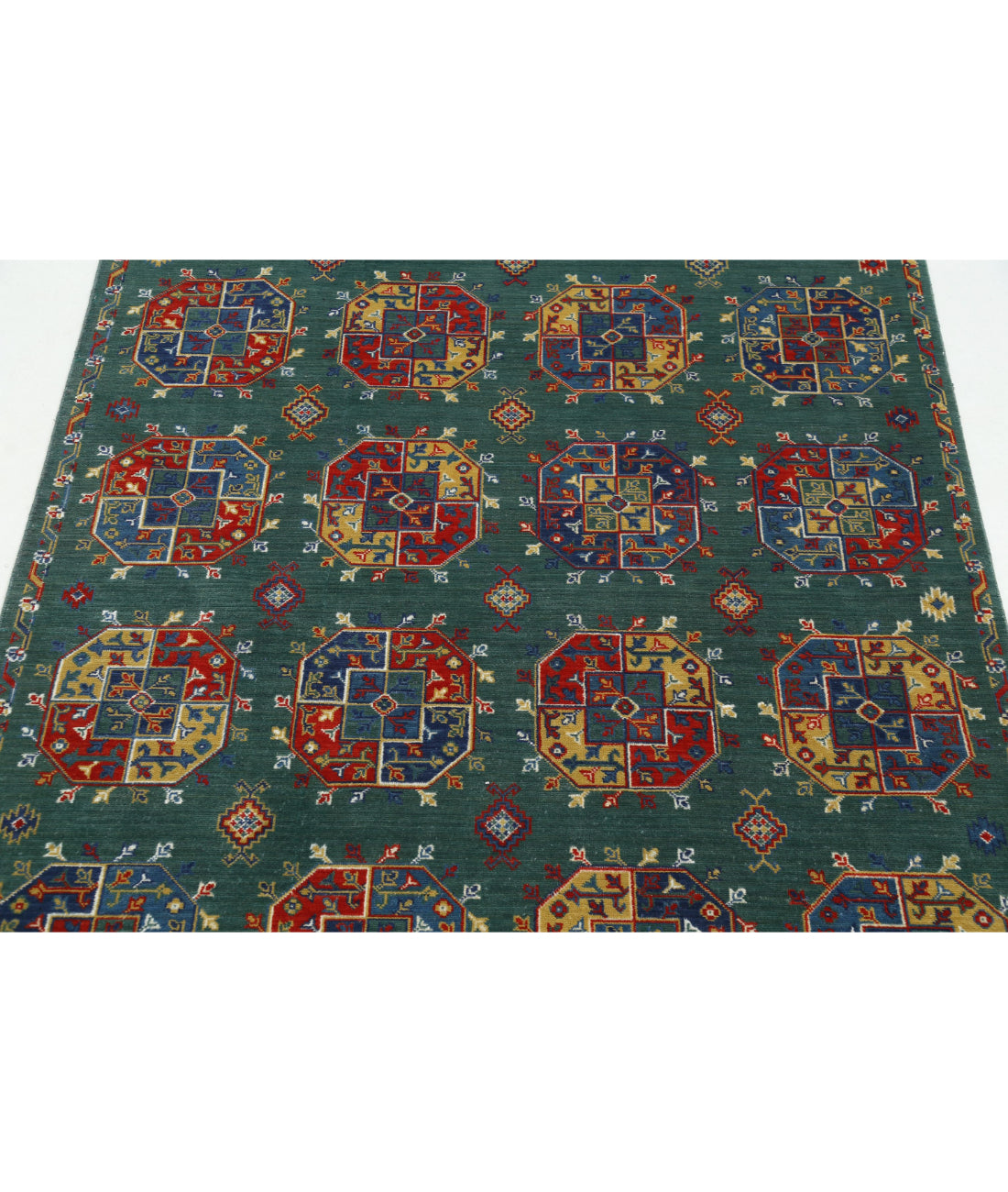Gulshan Wool & Bamboo Silk Rug - 4'0'' x 5'10'' 4'0'' x 5'10'' (120 X 175) / Green / Blue