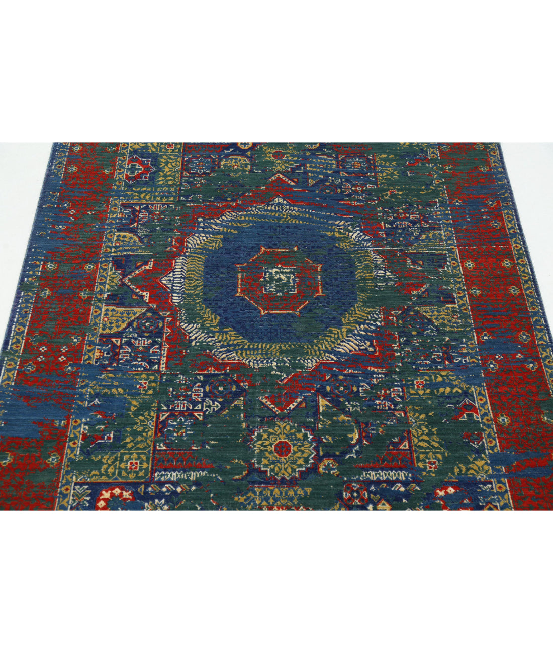Gulshan Wool & Bamboo Silk Rug - 3'11'' x 5'9'' 3'11'' x 5'9'' (118 X 173) / Green / Red