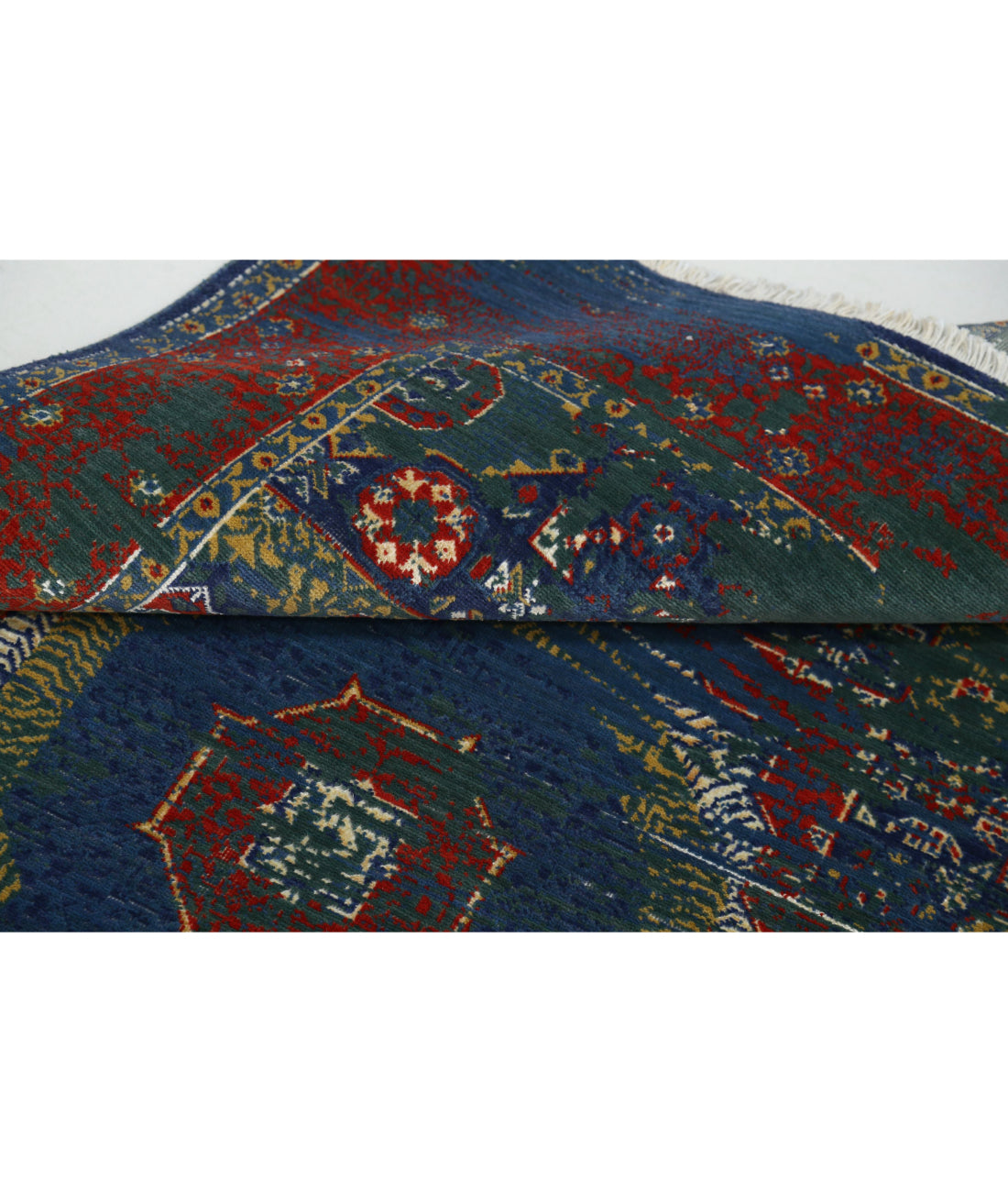 Gulshan Wool & Bamboo Silk Rug - 3'11'' x 5'9'' 3'11'' x 5'9'' (118 X 173) / Green / Red