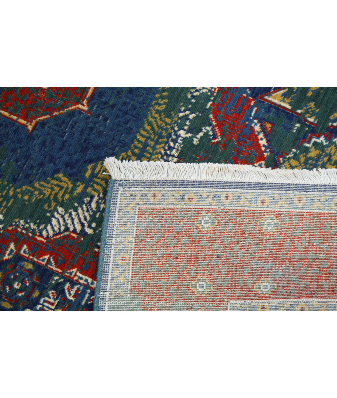 Gulshan Wool & Bamboo Silk Rug - 3'11'' x 5'9'' 3'11'' x 5'9'' (118 X 173) / Green / Red