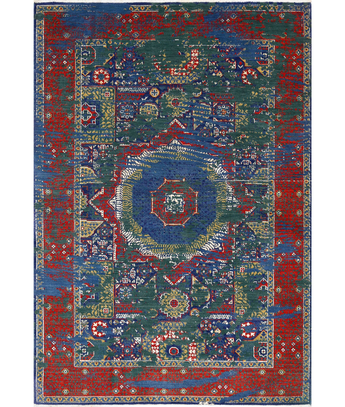 Gulshan Wool & Bamboo Silk Rug - 3'11'' x 5'9'' 3'11'' x 5'9'' (118 X 173) / Green / Red