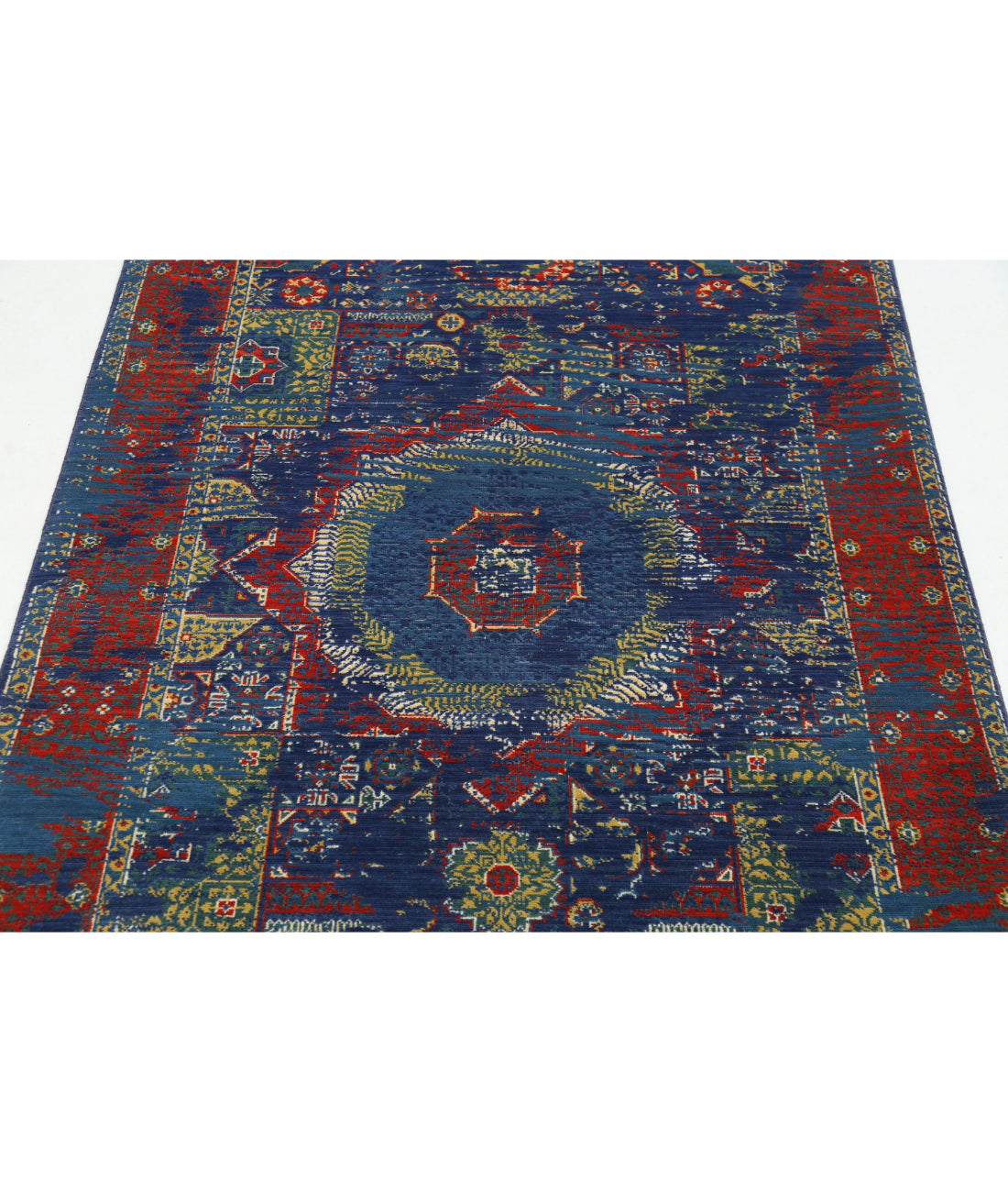 Gulshan Wool & Bamboo Silk Rug - 3'11'' x 5'9'' 3'11'' x 5'9'' (118 X 173) / Blue / Red