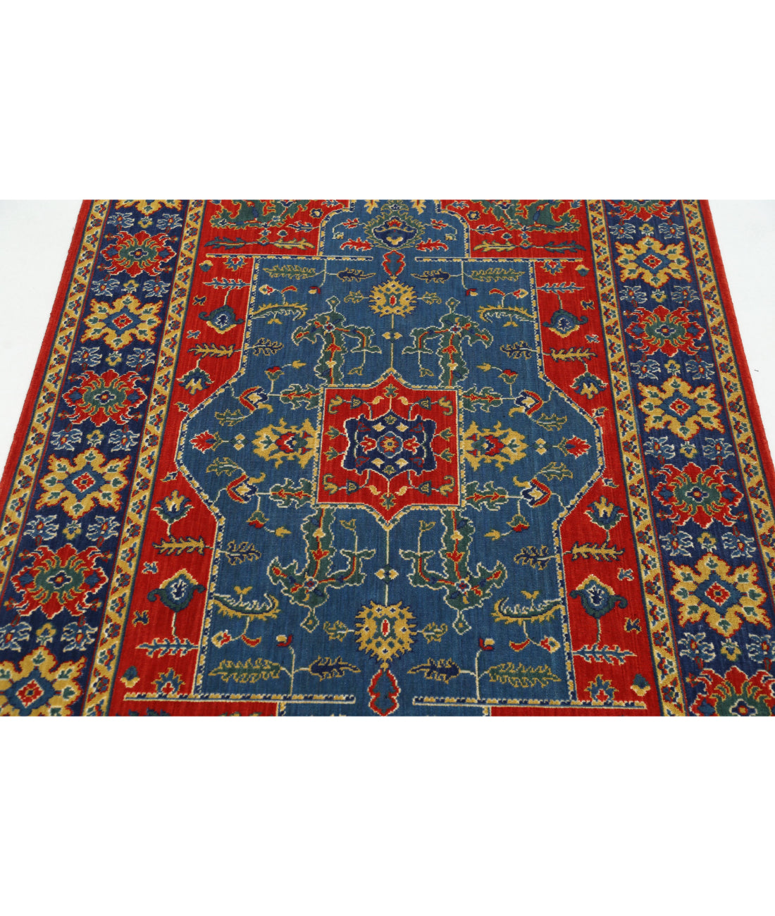 Gulshan Wool & Bamboo Silk Rug - 3'10'' x 6'0'' 3'10'' x 6'0'' (115 X 180) / Red / Blue