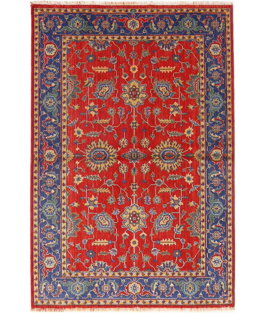 Gulshan Wool &amp; Bamboo Silk Rug - 3&#39;10&#39;&#39; x 6&#39;0&#39;&#39; 3&#39;10&#39;&#39; x 6&#39;0&#39;&#39; (115 X 180) / Red / Blue