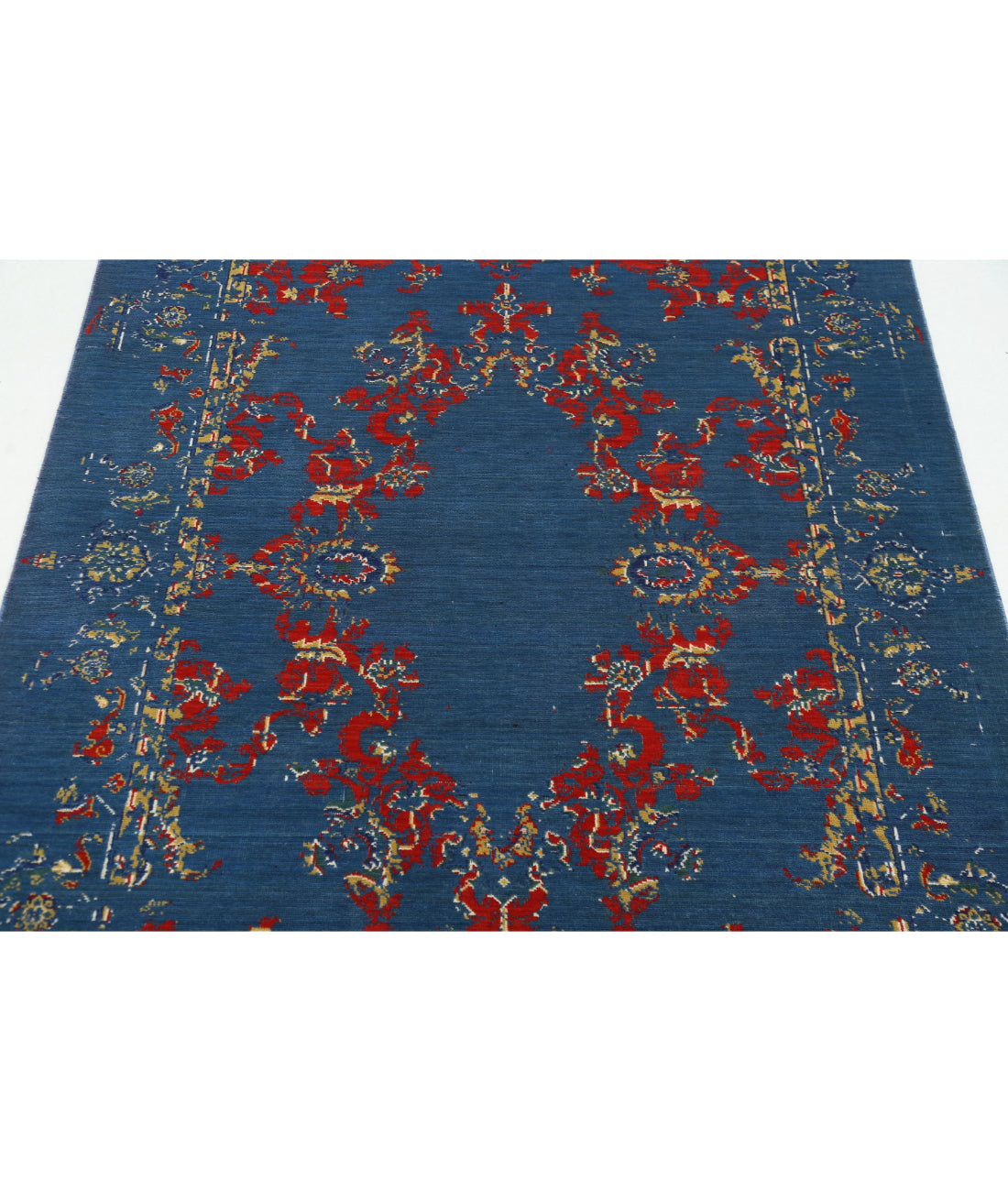 Gulshan Wool & Bamboo Silk Rug - 4'0'' x 5'9'' 4'0'' x 5'9'' (120 X 173) / Blue / Red