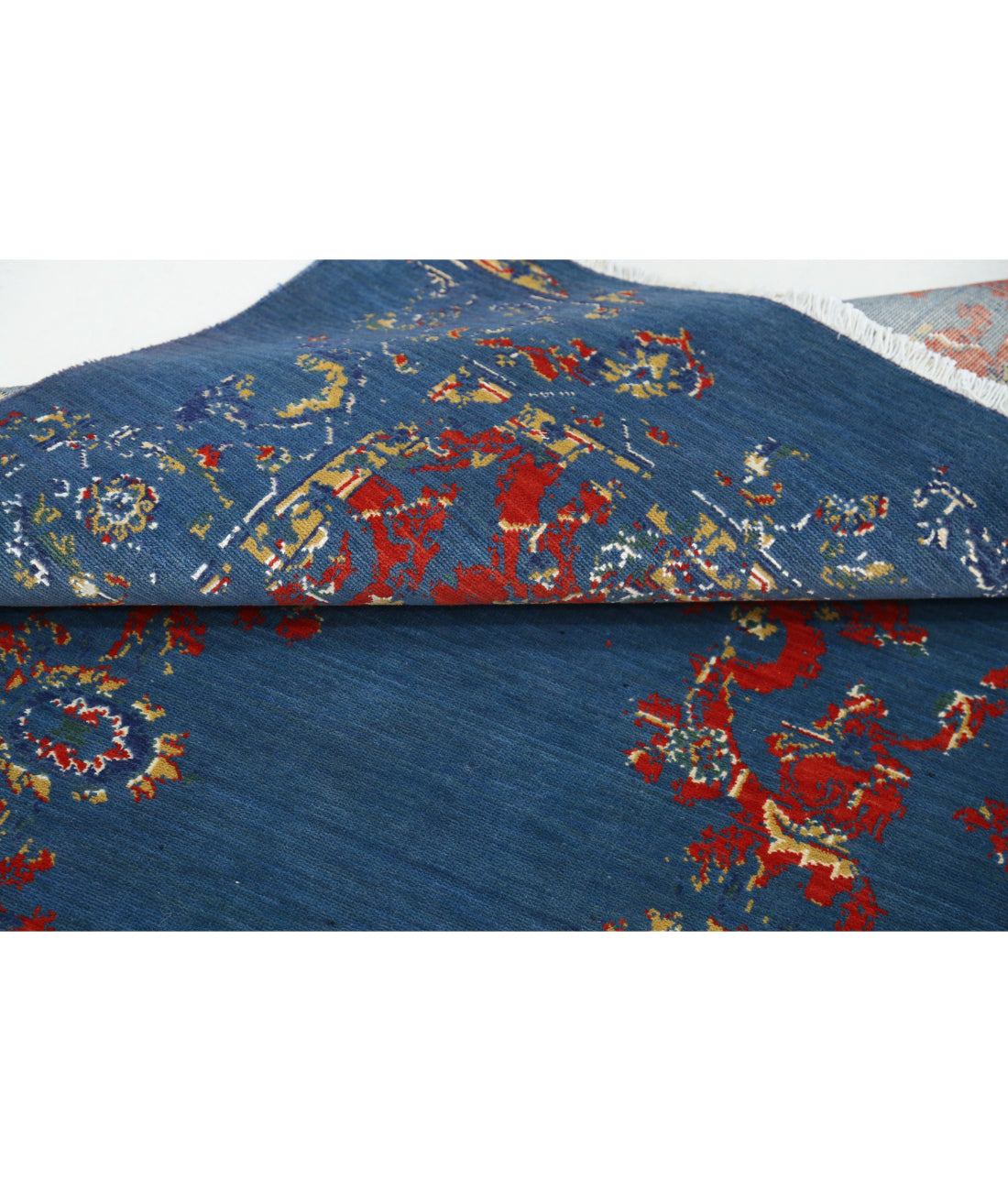 Gulshan Wool & Bamboo Silk Rug - 4'0'' x 5'9'' 4'0'' x 5'9'' (120 X 173) / Blue / Red