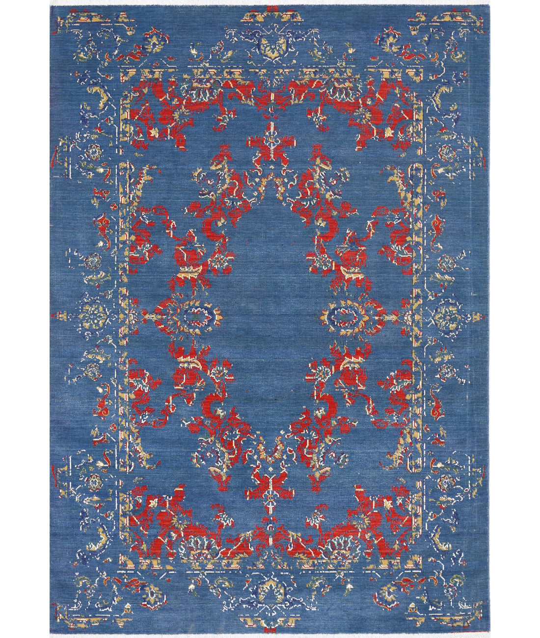 Gulshan Wool &amp; Bamboo Silk Rug - 4&#39;0&#39;&#39; x 5&#39;9&#39;&#39; 4&#39;0&#39;&#39; x 5&#39;9&#39;&#39; (120 X 173) / Blue / Red