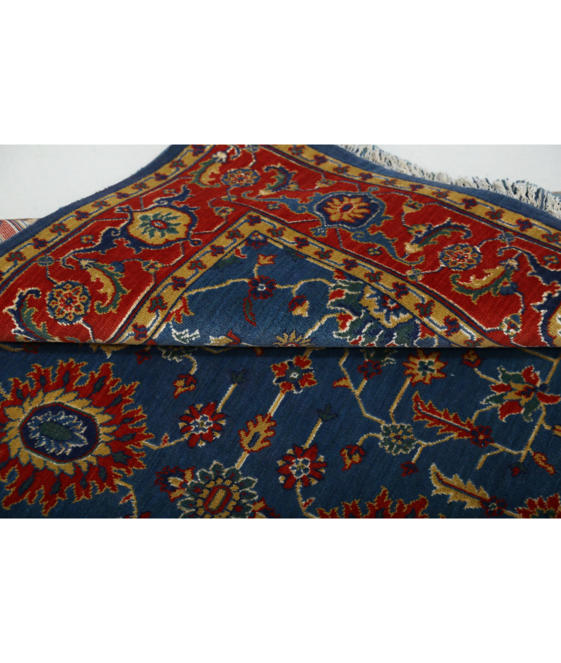 Gulshan Wool & Bamboo Silk Rug - 3'10'' x 6'1'' 3'10'' x 6'1'' (115 X 183) / Blue / Red