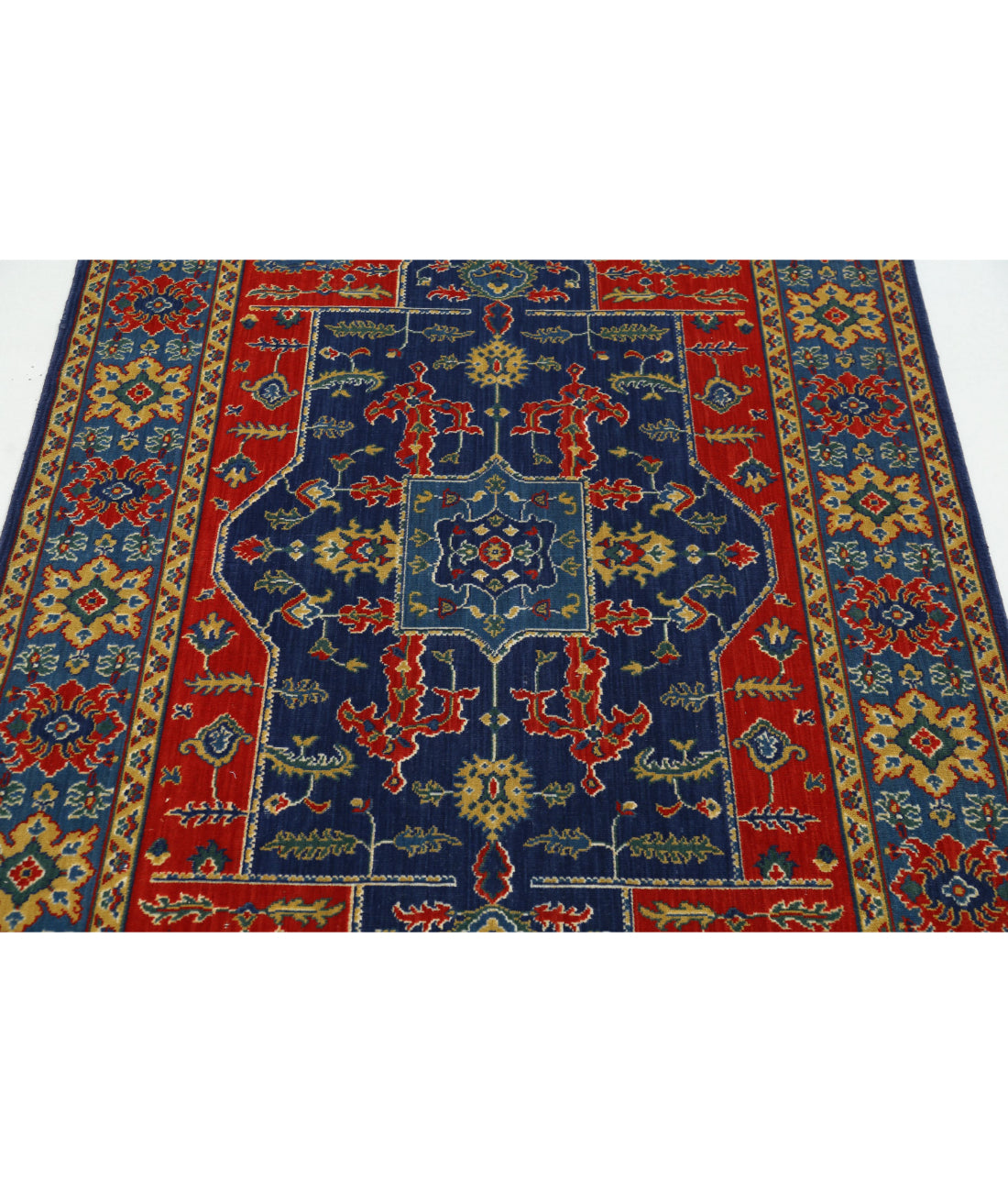 Gulshan Wool & Bamboo Silk Rug - 3'10'' x 6'1'' 3'10'' x 6'1'' (115 X 183) / Red / Blue