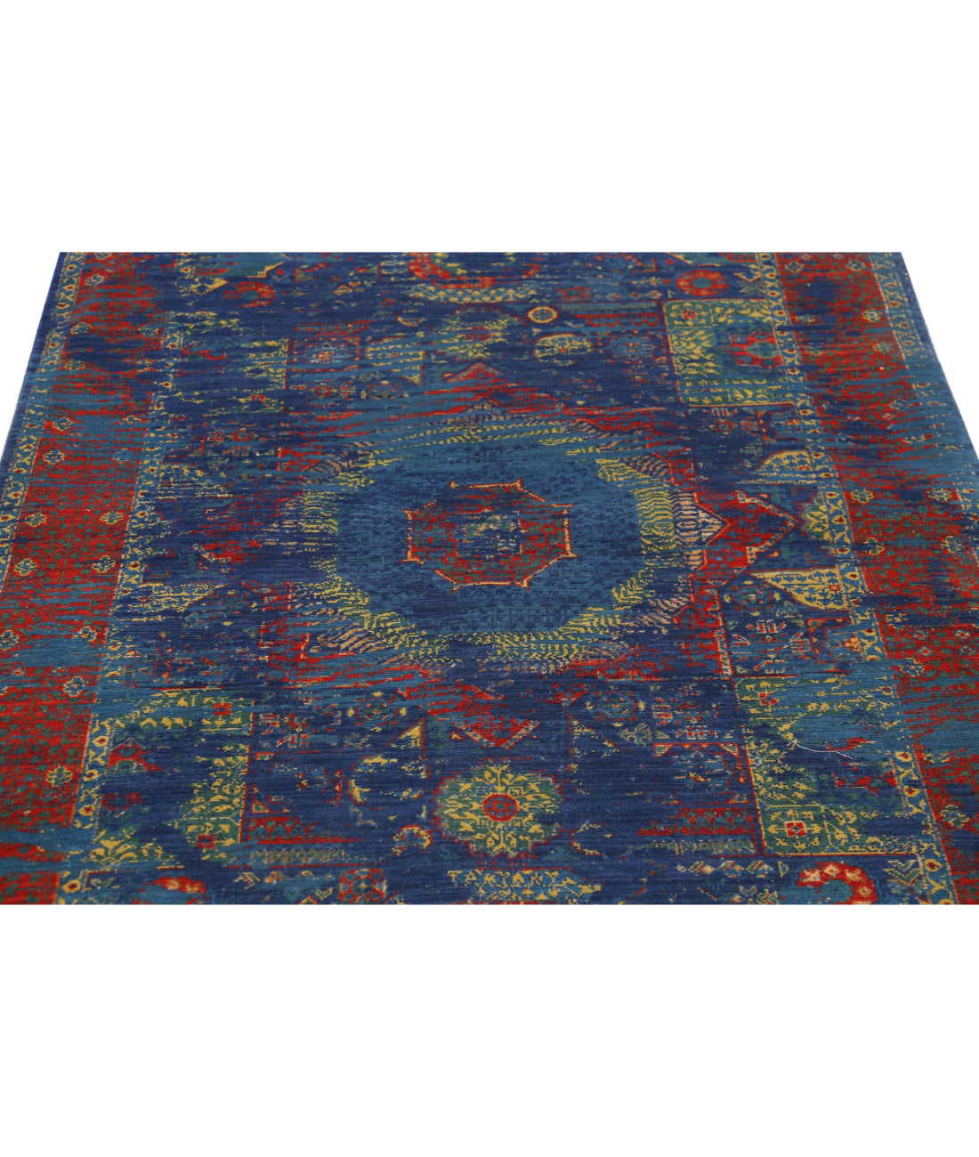 Gulshan Wool & Bamboo Silk Rug - 3'11'' x 5'10'' 3'11'' x 5'10'' (118 X 175) / Green / Red