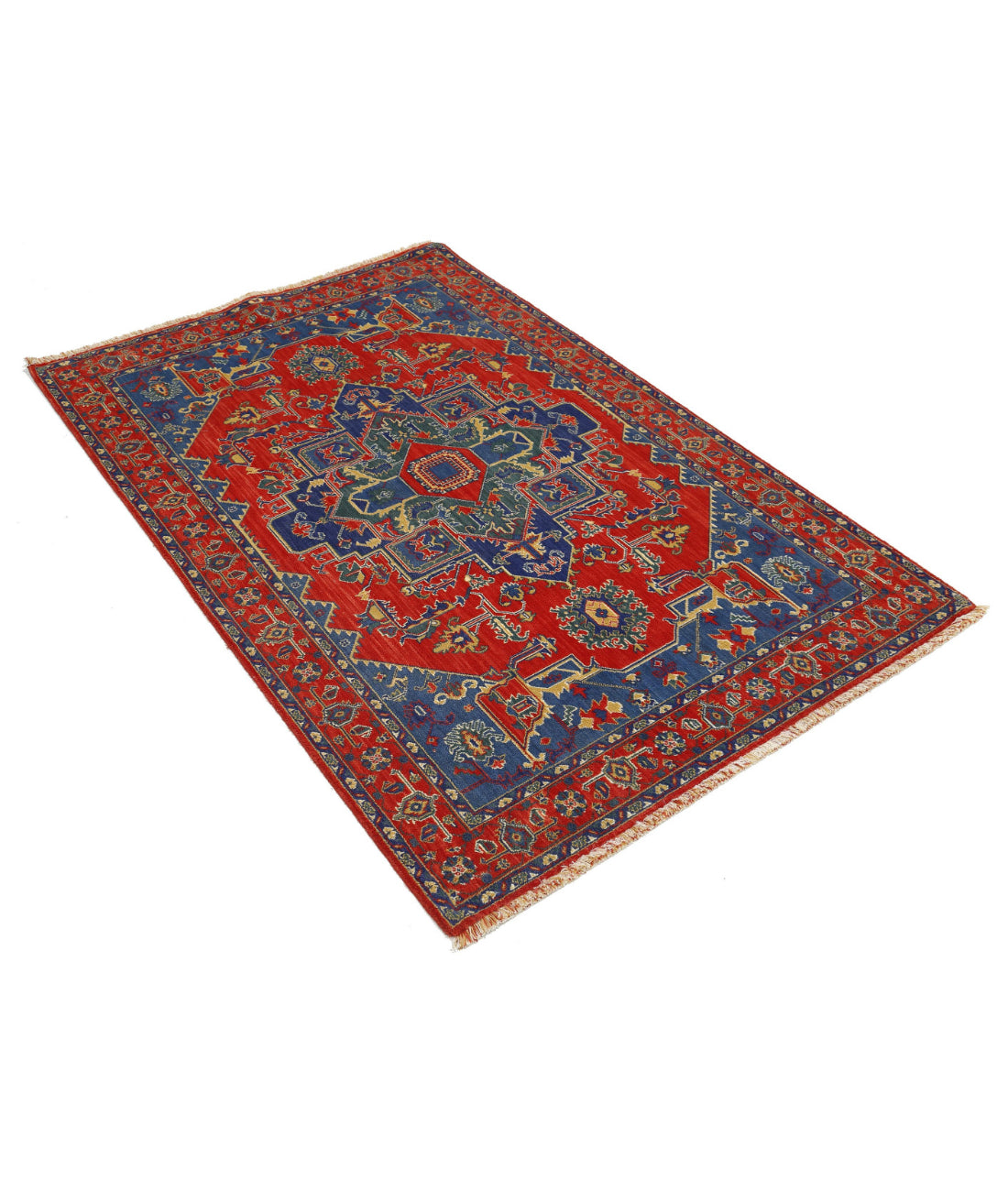 Gulshan Wool & Bamboo Silk Rug - 3'1'' x 6'0'' 3'1'' x 6'0'' (93 X 180) / Red / Blue