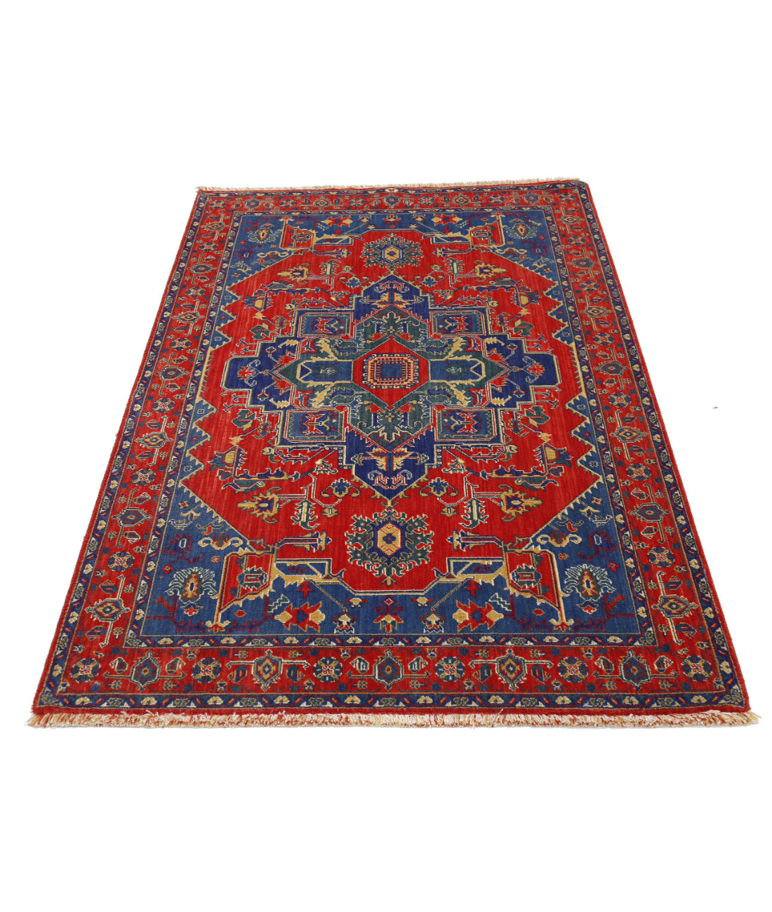 Gulshan Wool & Bamboo Silk Rug - 3'1'' x 6'0'' 3'1'' x 6'0'' (93 X 180) / Red / Blue