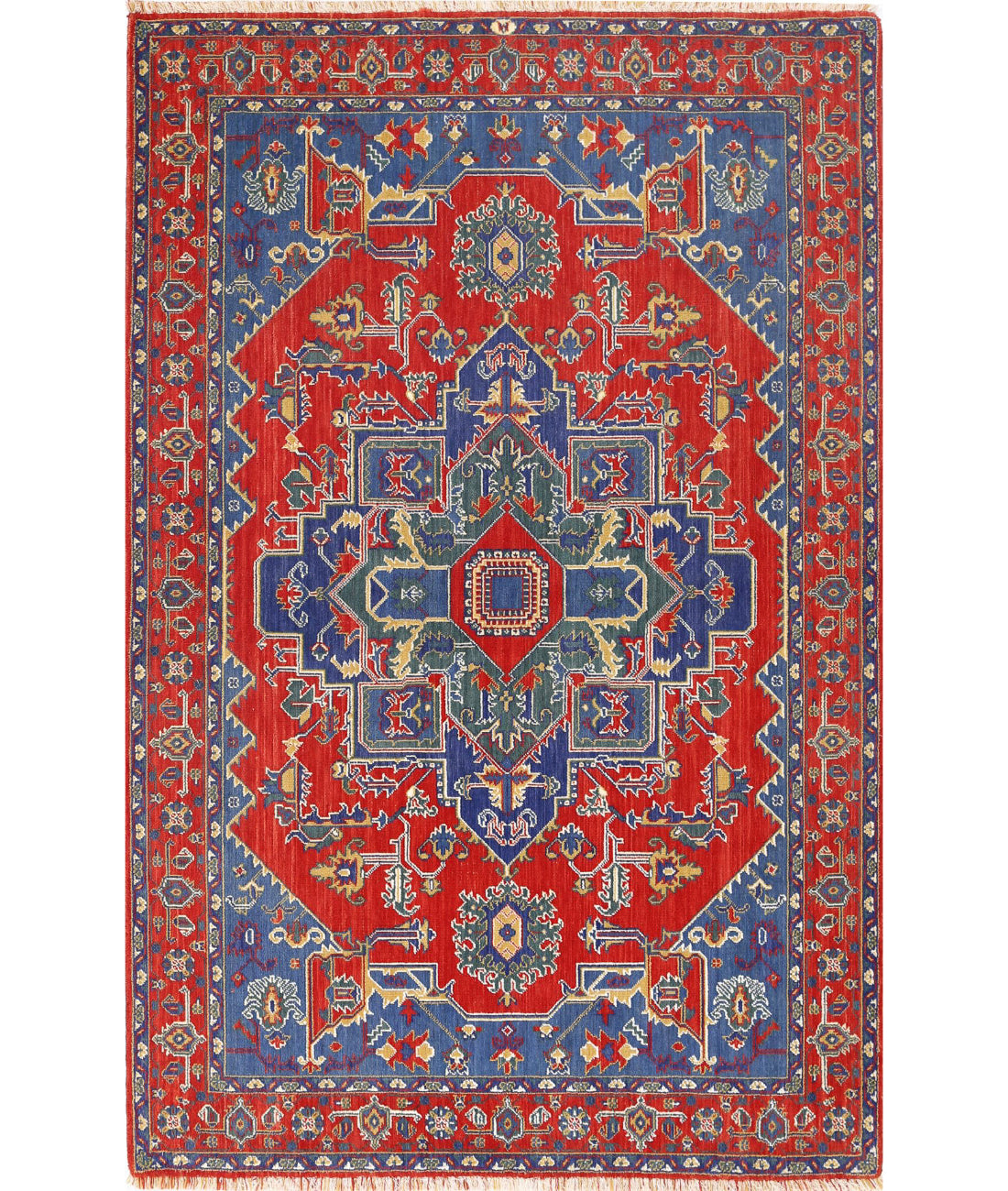 Gulshan Wool &amp; Bamboo Silk Rug - 3&#39;1&#39;&#39; x 6&#39;0&#39;&#39; 3&#39;1&#39;&#39; x 6&#39;0&#39;&#39; (93 X 180) / Red / Blue