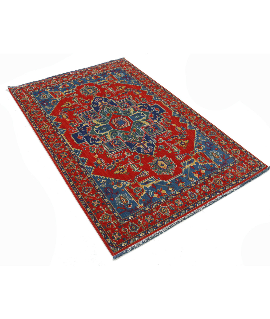 Gulshan Wool & Bamboo Silk Rug - 3'10'' x 6'0'' 3'10'' x 6'0'' (115 X 180) / Red / Blue