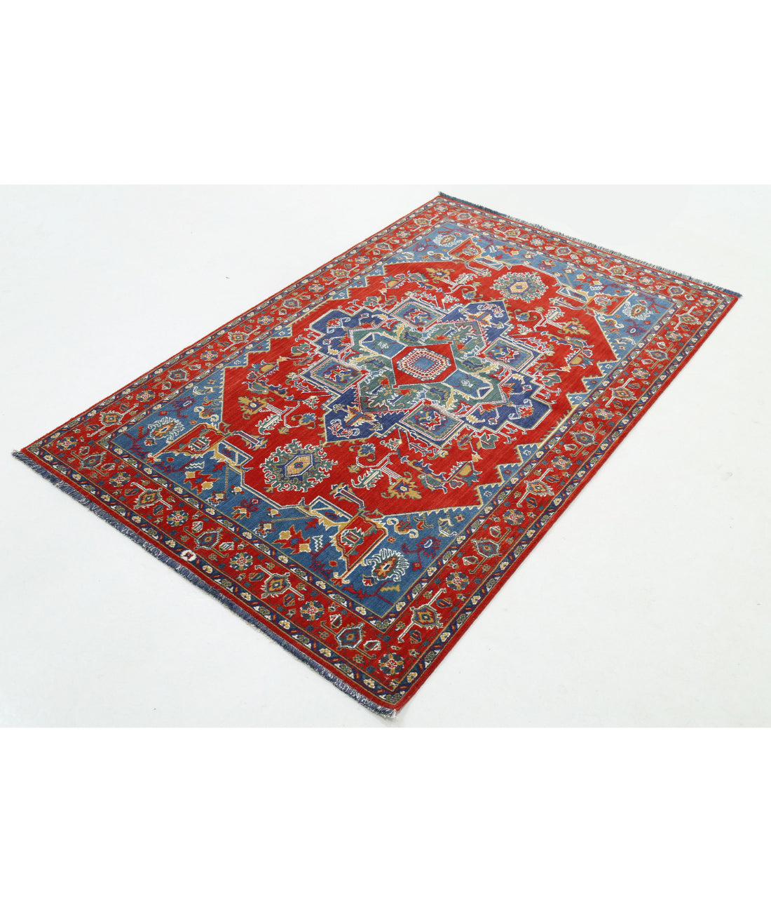 Gulshan Wool & Bamboo Silk Rug - 3'10'' x 6'0'' 3'10'' x 6'0'' (115 X 180) / Red / Blue