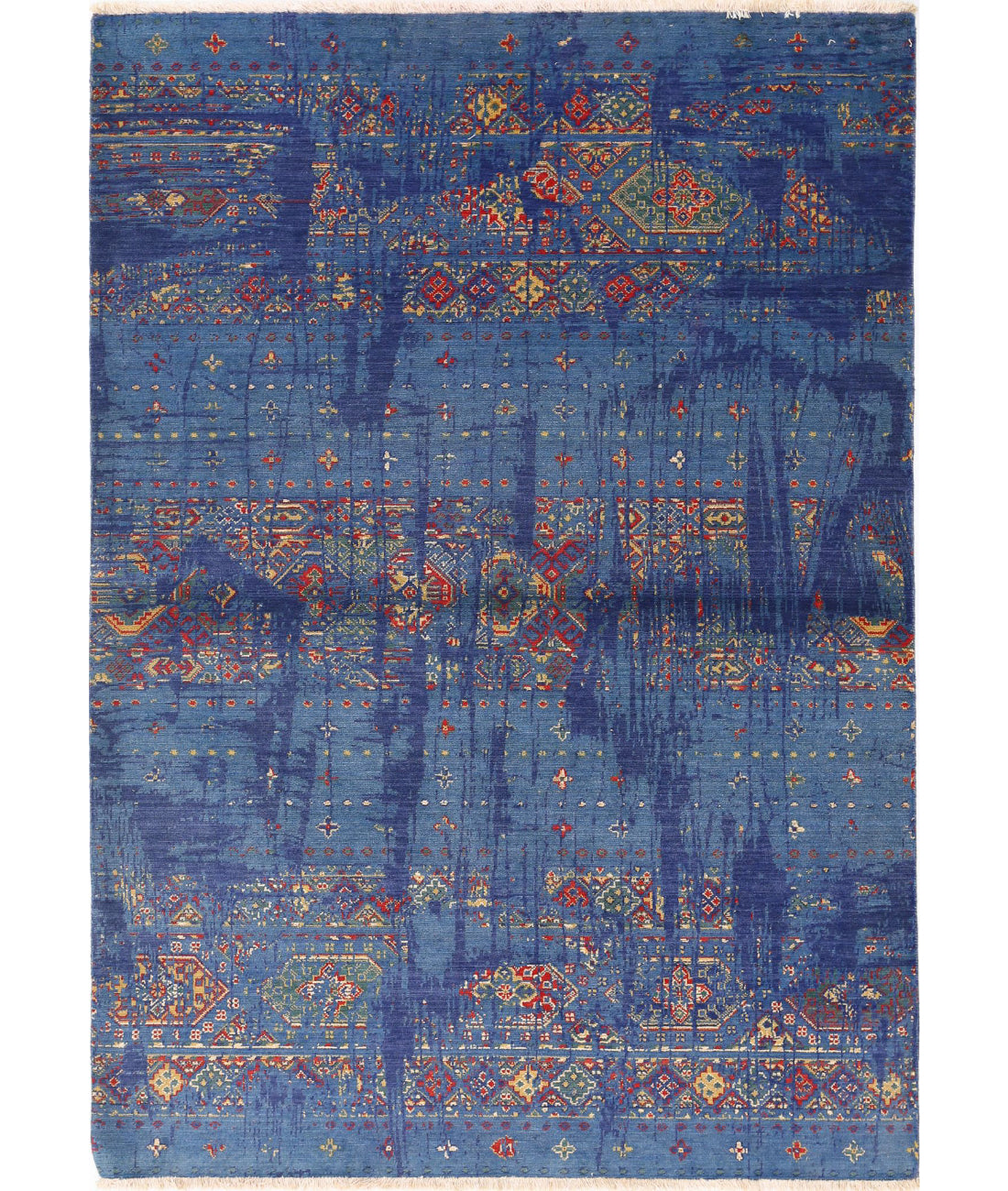 Gulshan Wool &amp; Bamboo Silk Rug - 4&#39;0&#39;&#39; x 5&#39;10&#39;&#39; 4&#39;0&#39;&#39; x 5&#39;10&#39;&#39; (120 X 175) / Blue / Red
