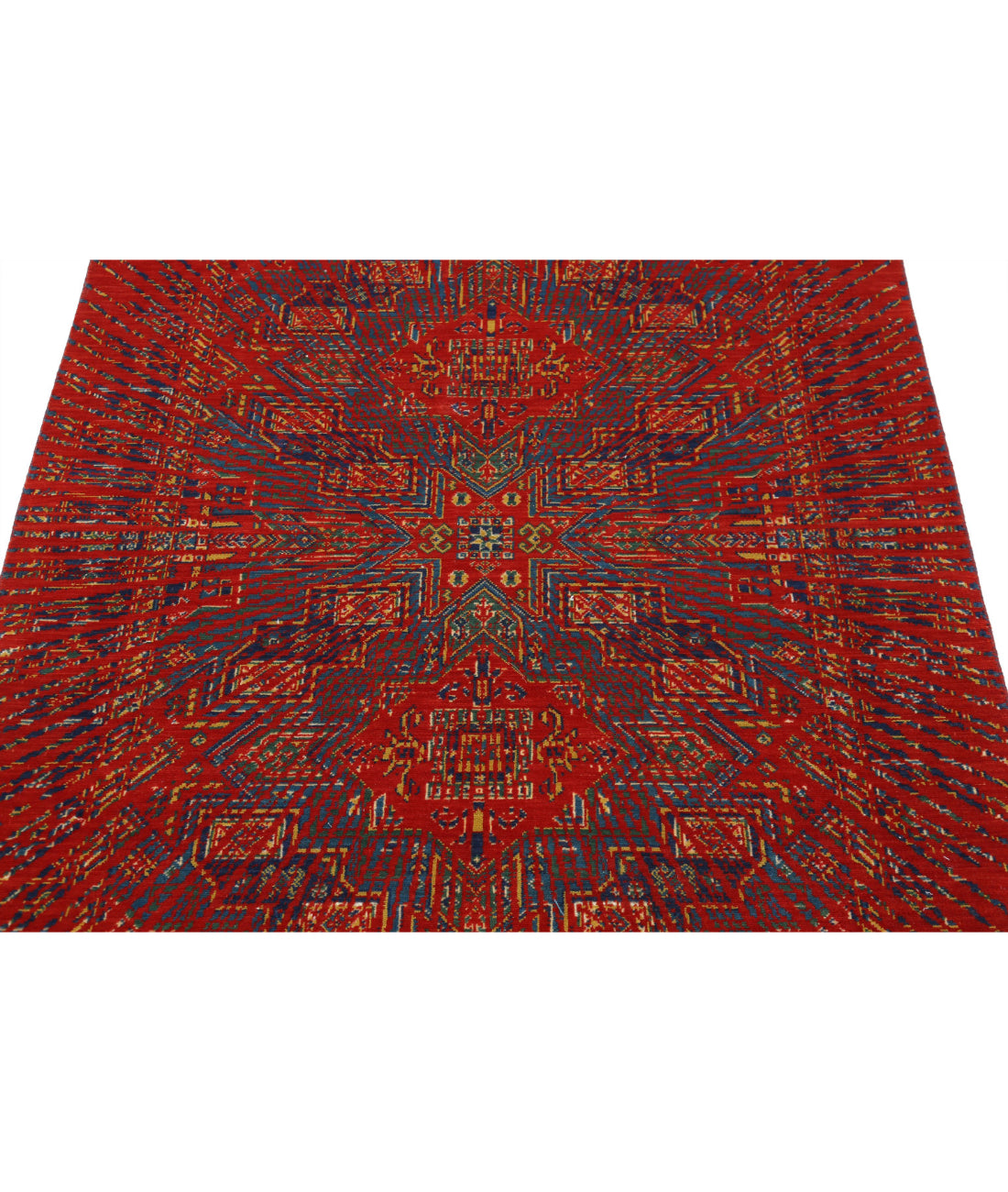 Gulshan Wool & Bamboo Silk Rug - 4'0'' x 5'9'' 4'0'' x 5'9'' (120 X 173) / Red / Blue