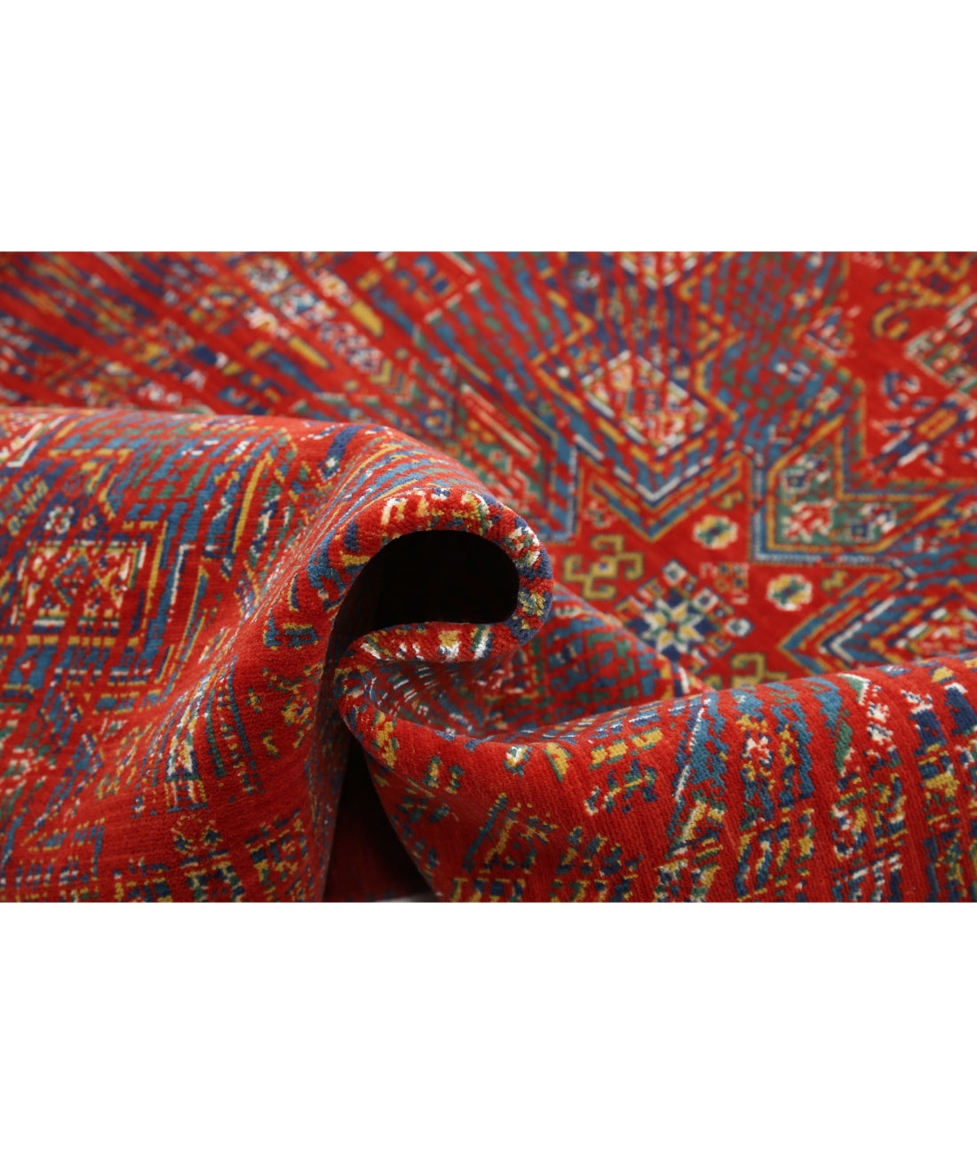 Gulshan Wool & Bamboo Silk Rug - 4'0'' x 5'9'' 4'0'' x 5'9'' (120 X 173) / Red / Blue