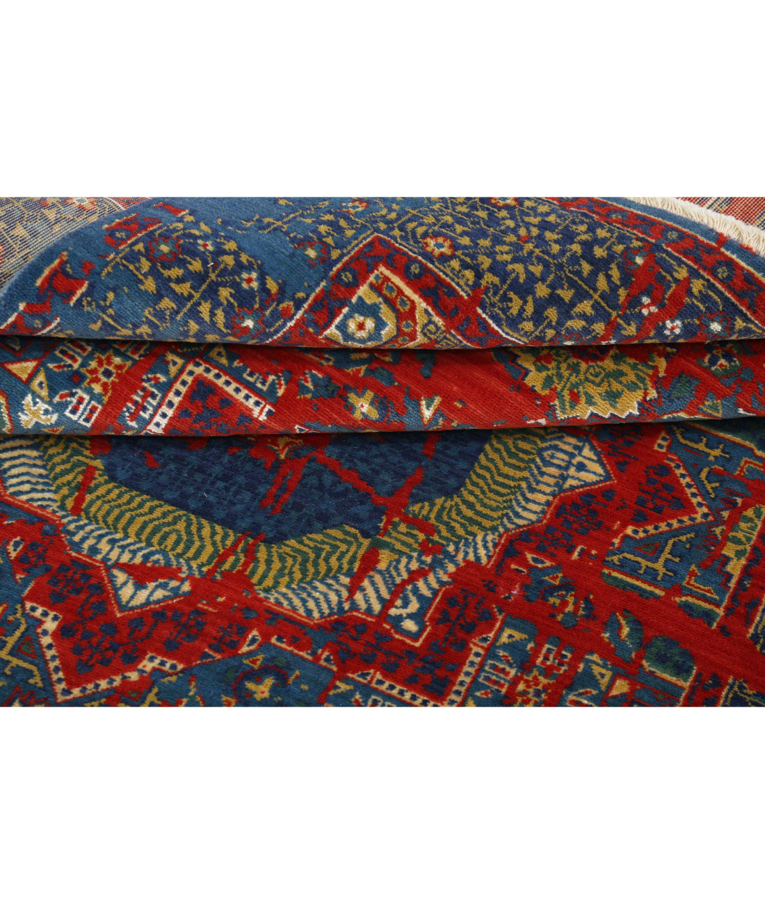 Gulshan Wool & Bamboo Silk Rug - 3'11'' x 5'10'' 3'11'' x 5'10'' (118 X 175) / Blue / Red