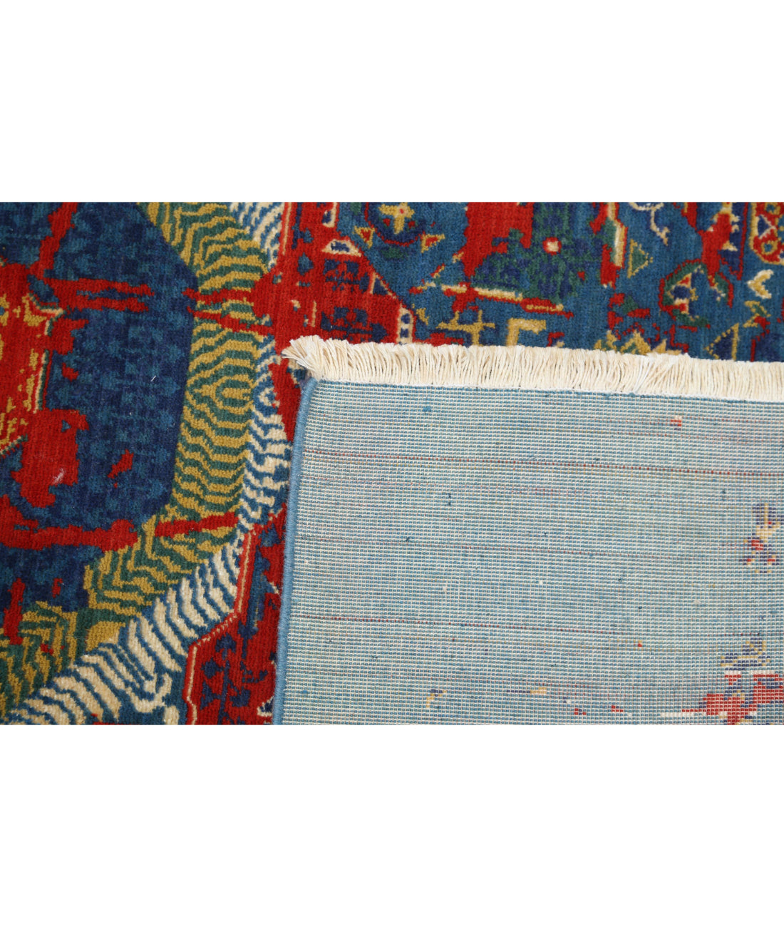 Gulshan Wool & Bamboo Silk Rug - 3'11'' x 5'10'' 3'11'' x 5'10'' (118 X 175) / Blue / Red