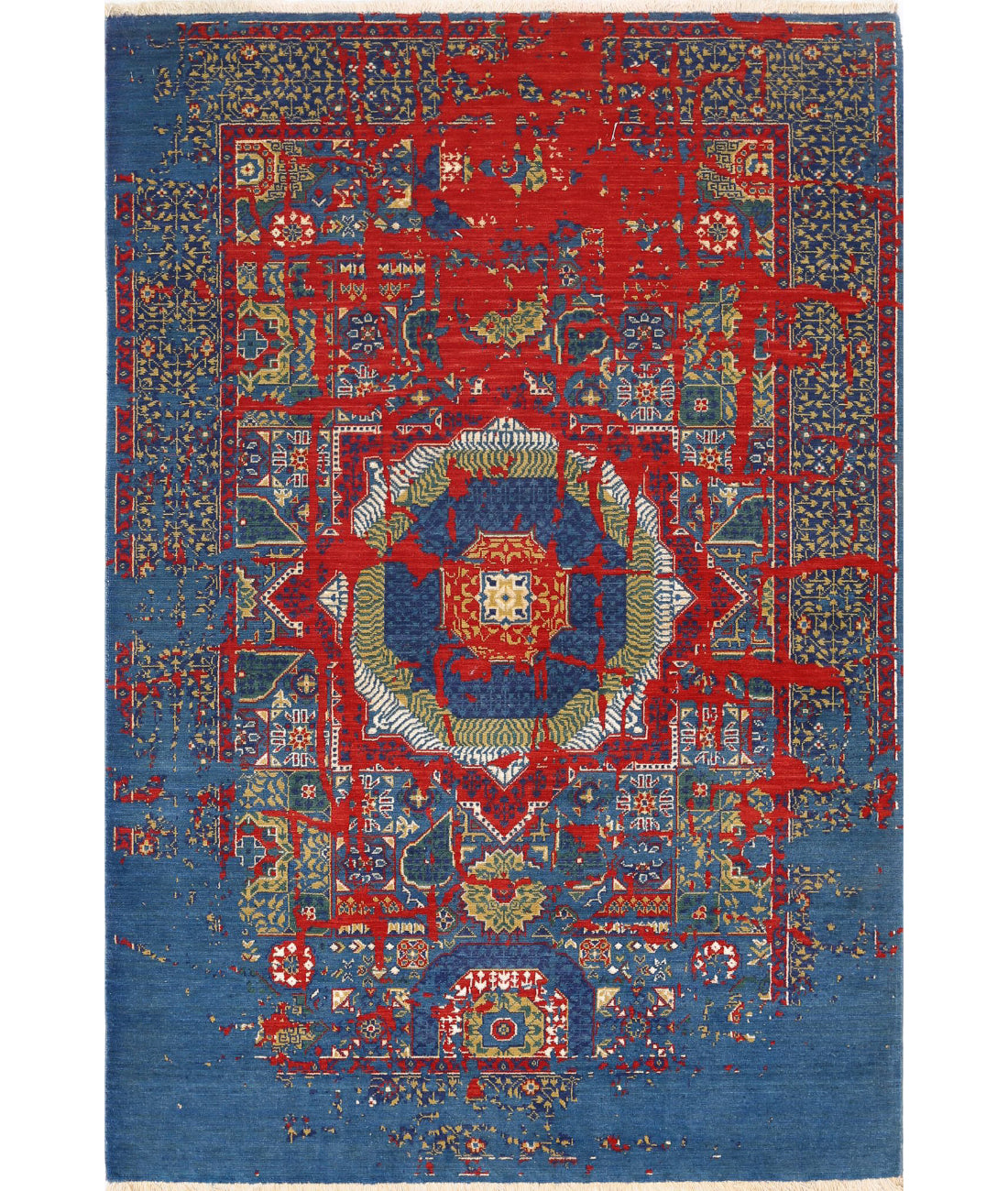 Gulshan Wool &amp; Bamboo Silk Rug - 3&#39;11&#39;&#39; x 5&#39;10&#39;&#39; 3&#39;11&#39;&#39; x 5&#39;10&#39;&#39; (118 X 175) / Blue / Red