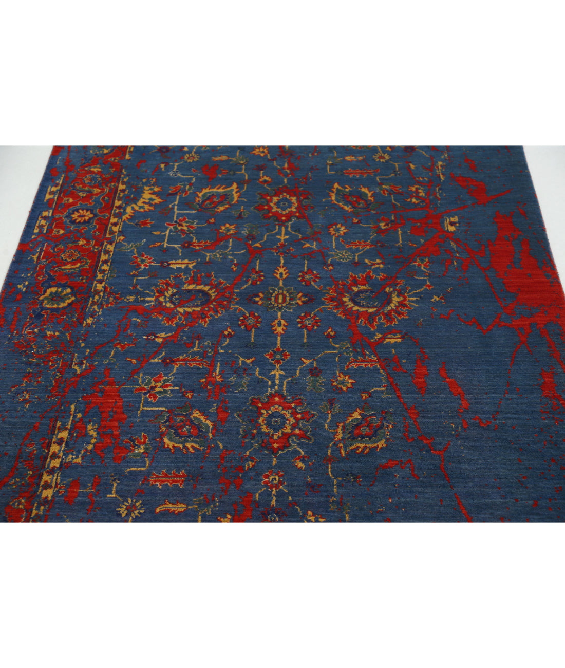 Gulshan Wool & Bamboo Silk Rug - 4'0'' x 5'10'' 4'0'' x 5'10'' (120 X 175) / Blue / Red