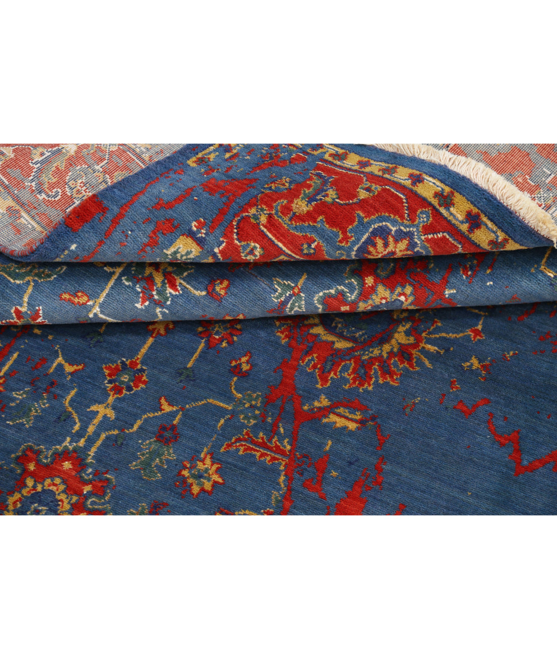 Gulshan Wool & Bamboo Silk Rug - 4'0'' x 5'10'' 4'0'' x 5'10'' (120 X 175) / Blue / Red