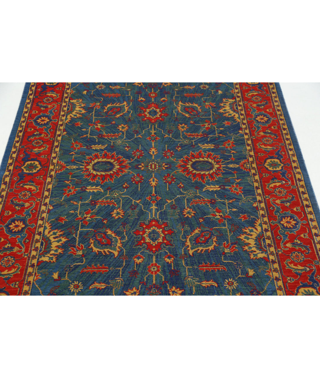 Gulshan Wool & Bamboo Silk Rug - 3'11'' x 5'10'' 3'11'' x 5'10'' (118 X 175) / Blue / Red