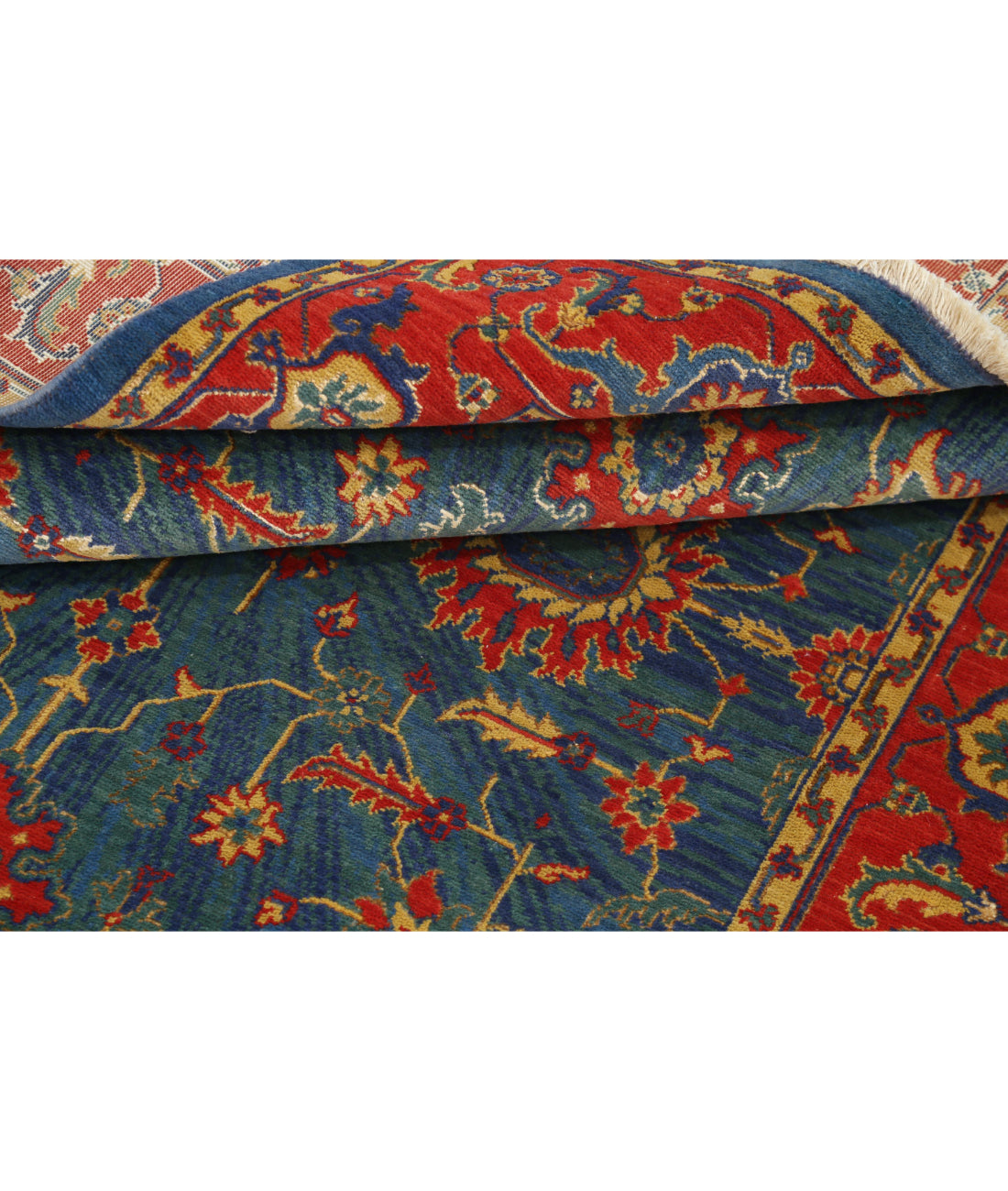 Gulshan Wool & Bamboo Silk Rug - 3'11'' x 5'10'' 3'11'' x 5'10'' (118 X 175) / Blue / Red