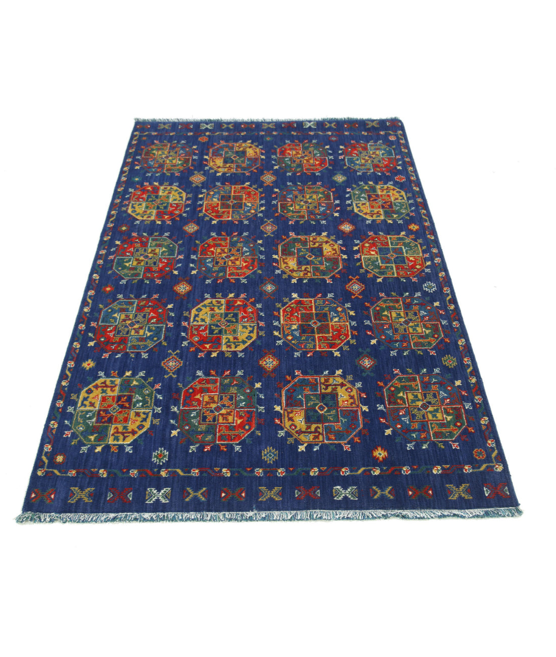 Gulshan Wool & Bamboo Silk Rug - 3'10'' x 6'0'' 3'10'' x 6'0'' (115 X 180) / Blue / Red