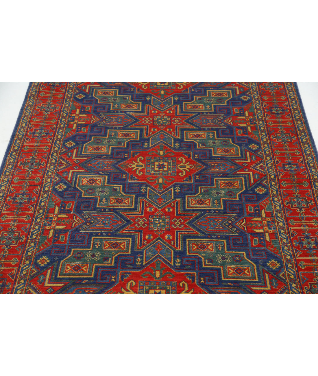 Gulshan Wool & Bamboo Silk Rug - 4'0'' x 5'9'' 4'0'' x 5'9'' (120 X 173) / Blue / Red