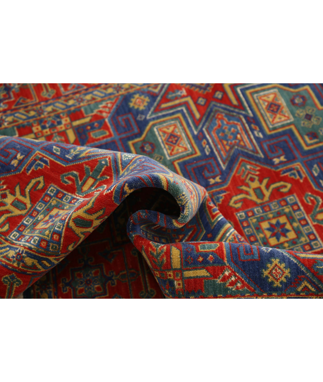 Gulshan Wool & Bamboo Silk Rug - 4'0'' x 5'9'' 4'0'' x 5'9'' (120 X 173) / Blue / Red