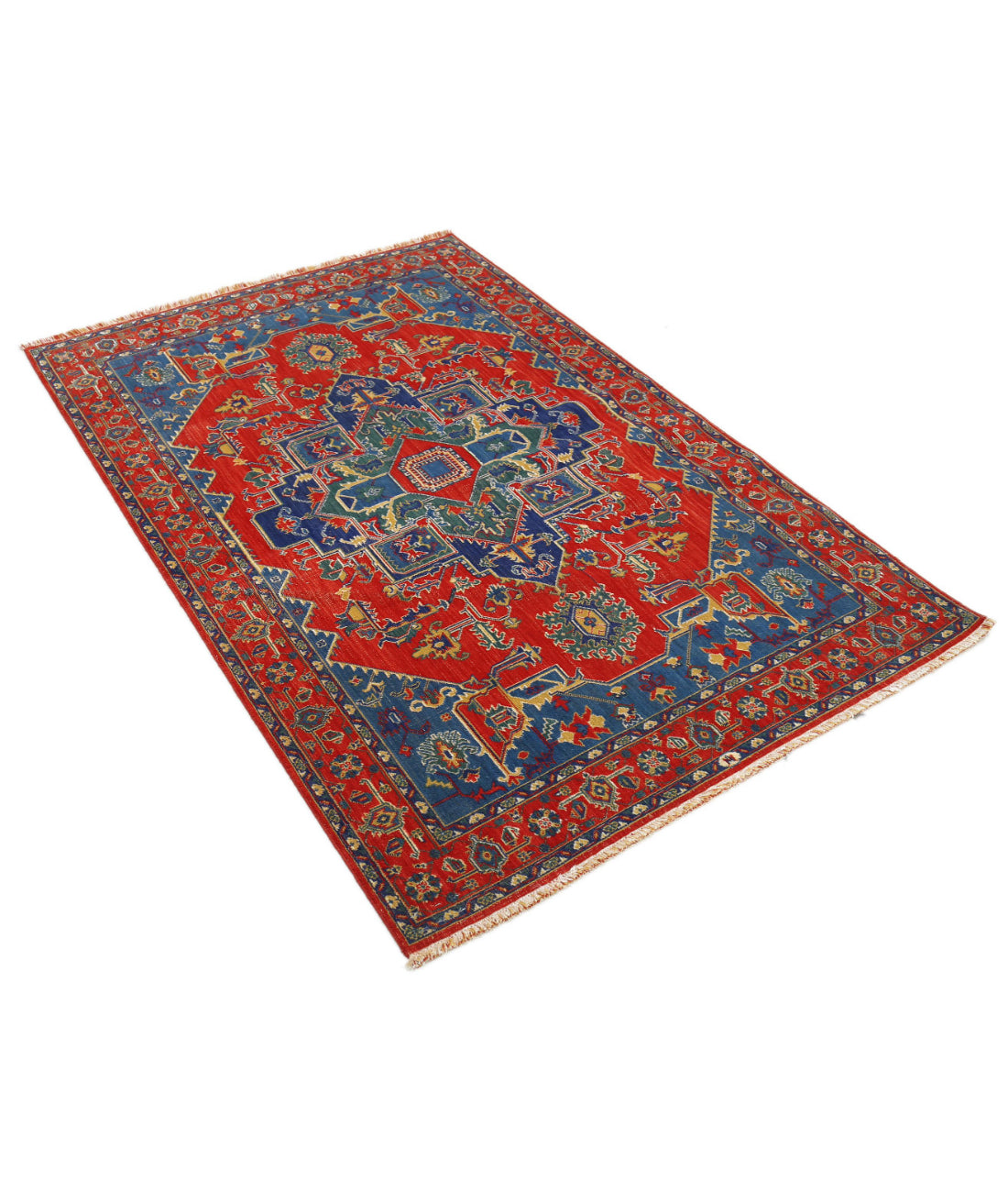 Gulshan Wool & Bamboo Silk Rug - 3'10'' x 6'0'' 3'10'' x 6'0'' (115 X 180) / Red / Blue