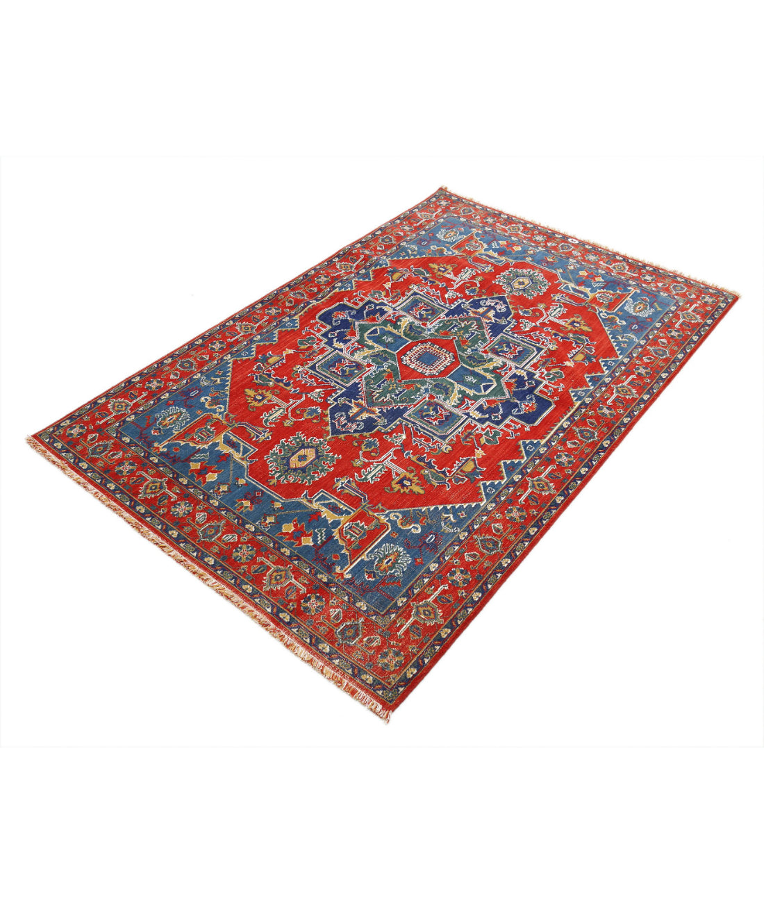 Gulshan Wool & Bamboo Silk Rug - 3'10'' x 6'0'' 3'10'' x 6'0'' (115 X 180) / Red / Blue