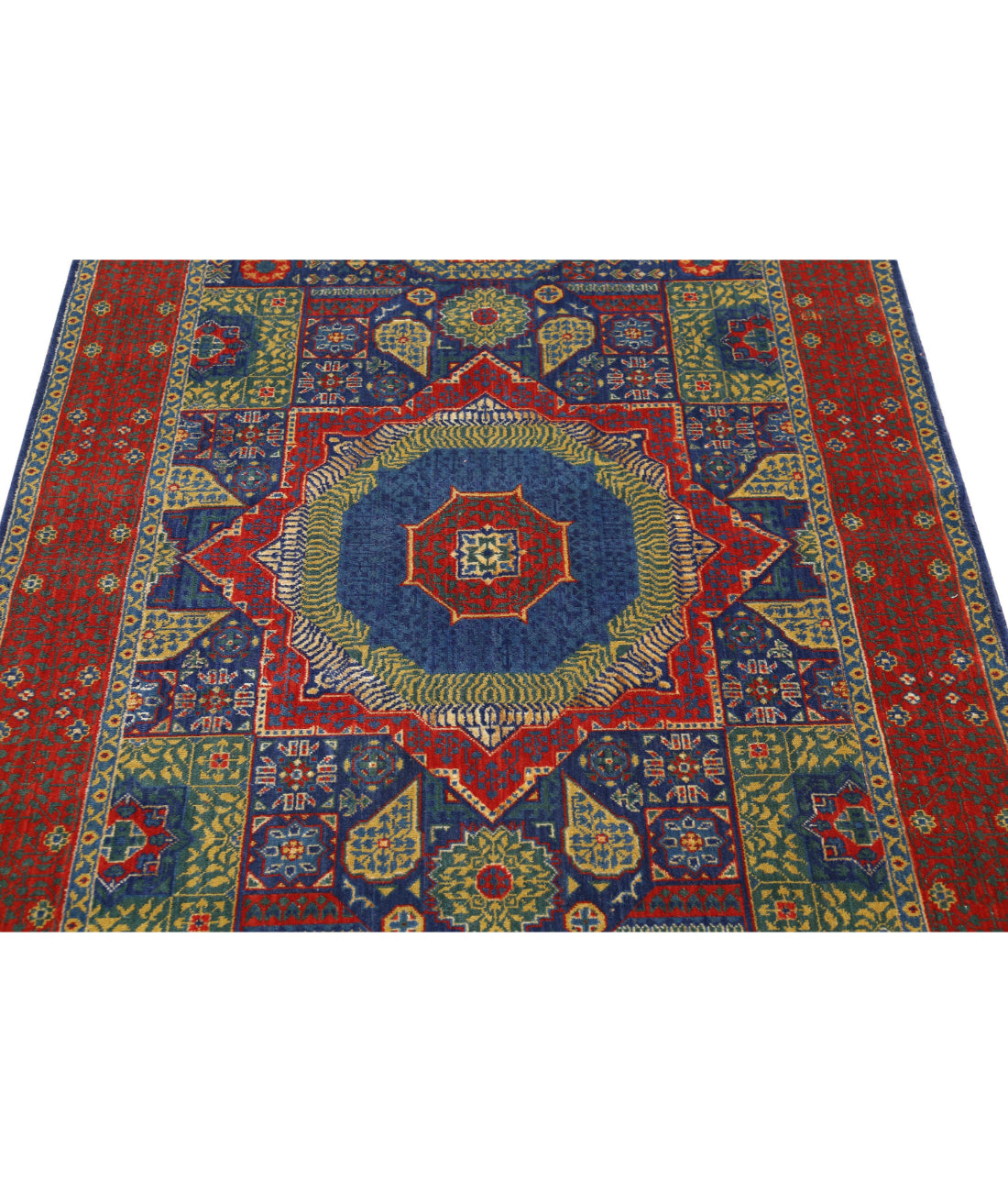 Gulshan Wool & Bamboo Silk Rug - 3'10'' x 6'0'' 3'10'' x 6'0'' (115 X 180) / Blue / Red