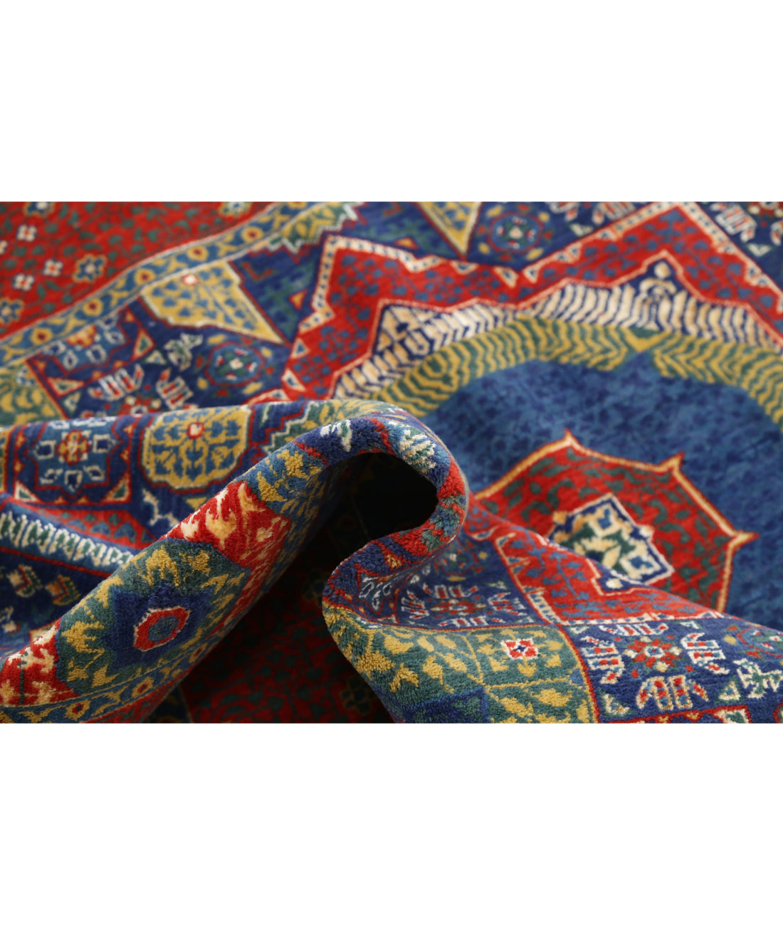 Gulshan Wool & Bamboo Silk Rug - 3'10'' x 6'0'' 3'10'' x 6'0'' (115 X 180) / Blue / Red