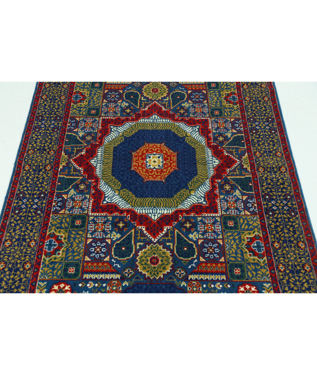 Gulshan Wool & Bamboo Silk Rug - 3'10'' x 6'0'' 3'10'' x 6'0'' (115 X 180) / Blue / Red