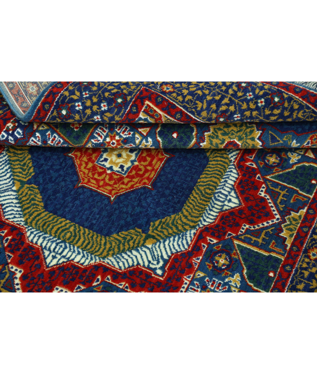 Gulshan Wool & Bamboo Silk Rug - 3'10'' x 6'0'' 3'10'' x 6'0'' (115 X 180) / Blue / Red