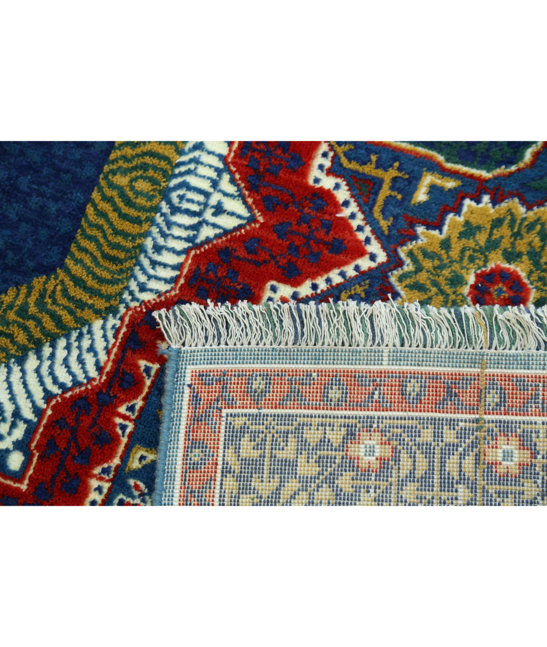 Gulshan Wool & Bamboo Silk Rug - 3'10'' x 6'0'' 3'10'' x 6'0'' (115 X 180) / Blue / Red