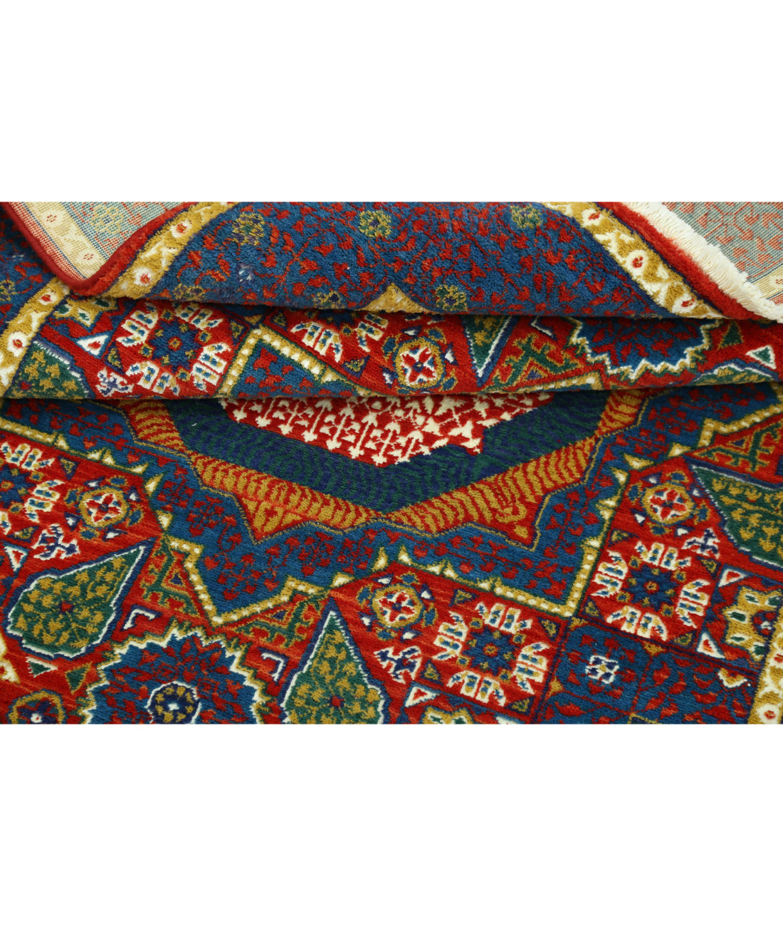 Gulshan Wool & Bamboo Silk Rug - 4'0'' x 5'10'' 4'0'' x 5'10'' (120 X 175) / Red / Blue
