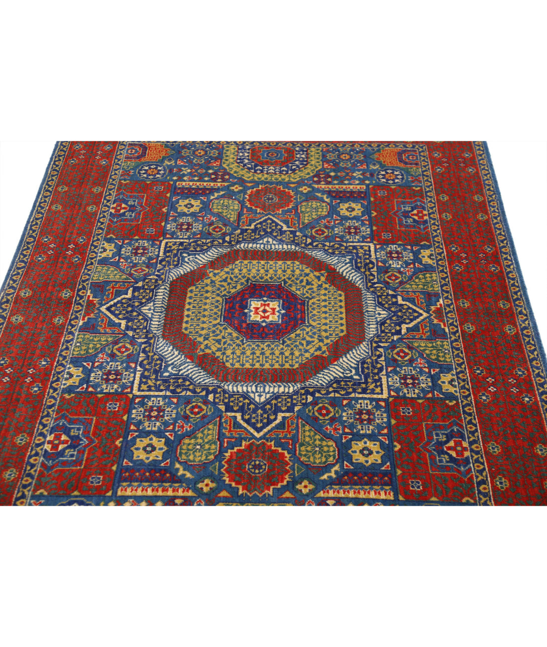 Gulshan Wool & Bamboo Silk Rug - 3'10'' x 6'0'' 3'10'' x 6'0'' (115 X 180) / Blue / Red