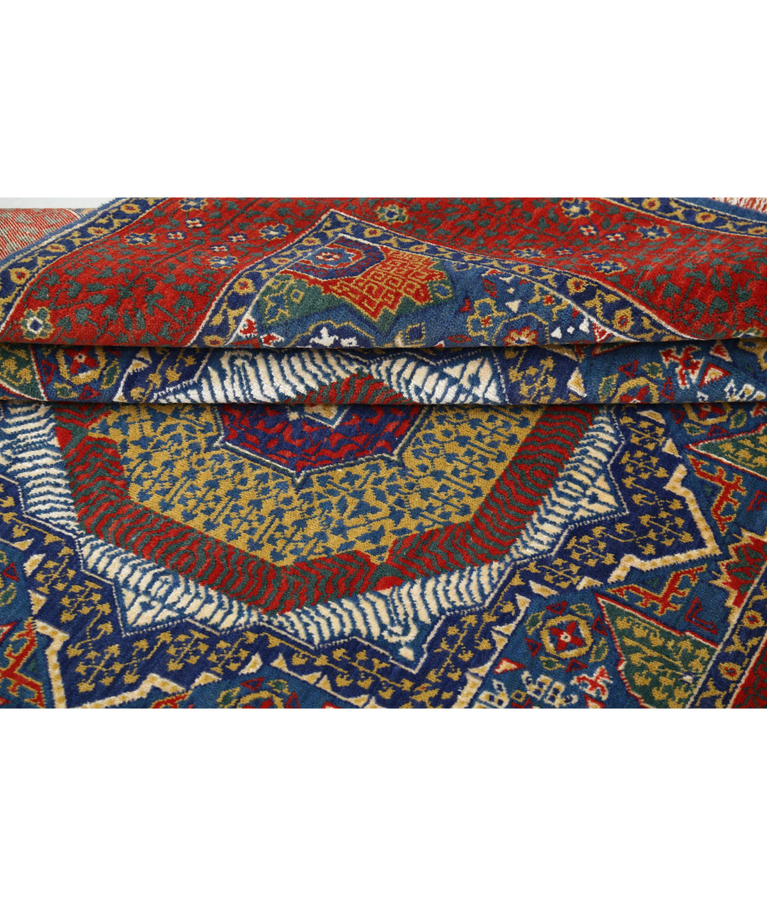 Gulshan Wool & Bamboo Silk Rug - 3'10'' x 6'0'' 3'10'' x 6'0'' (115 X 180) / Blue / Red