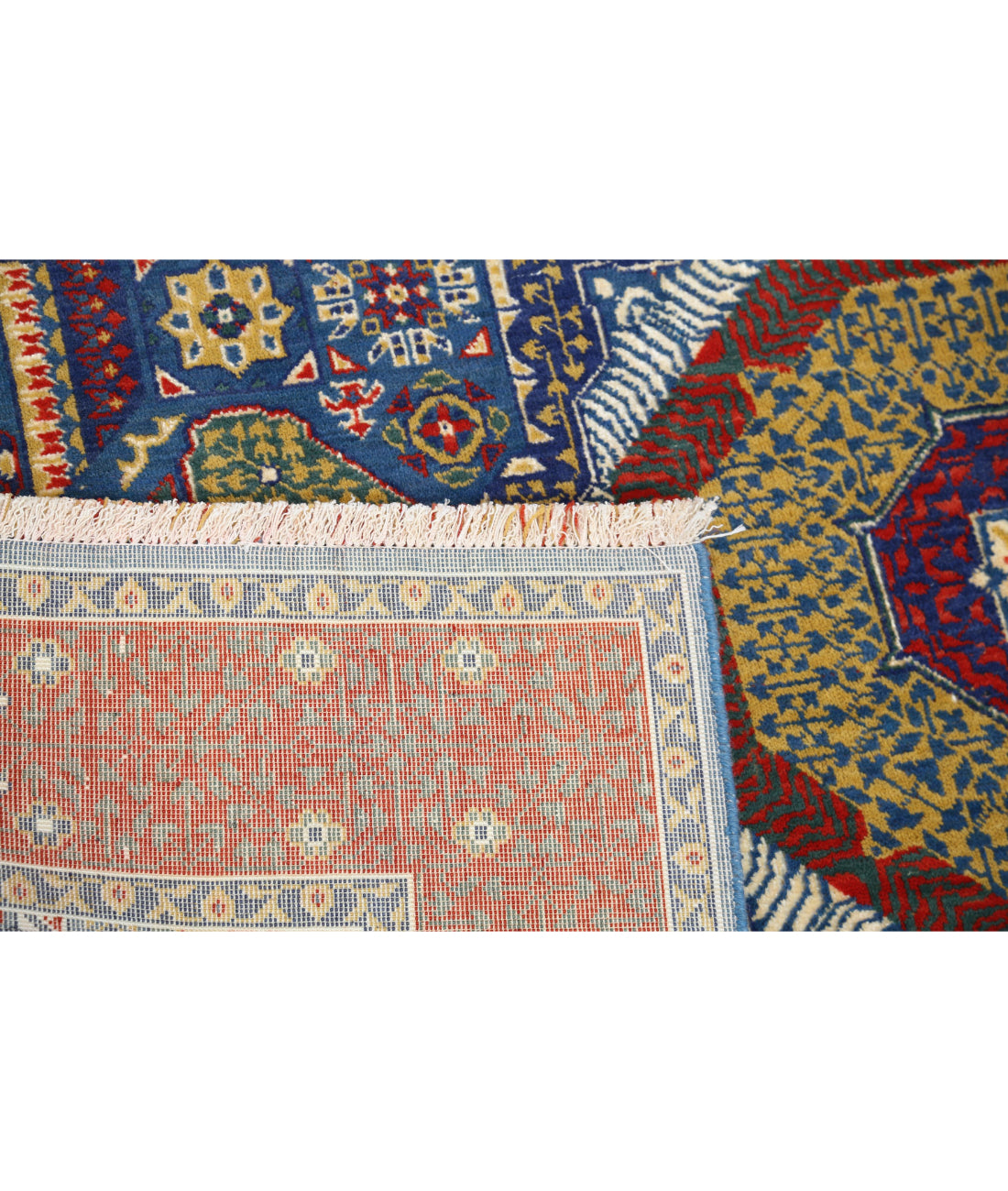 Gulshan Wool & Bamboo Silk Rug - 3'10'' x 6'0'' 3'10'' x 6'0'' (115 X 180) / Blue / Red