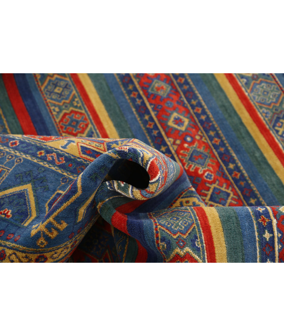 Gulshan Wool & Bamboo Silk Rug - 4'0'' x 5'10'' 4'0'' x 5'10'' (120 X 175) / Blue / Red